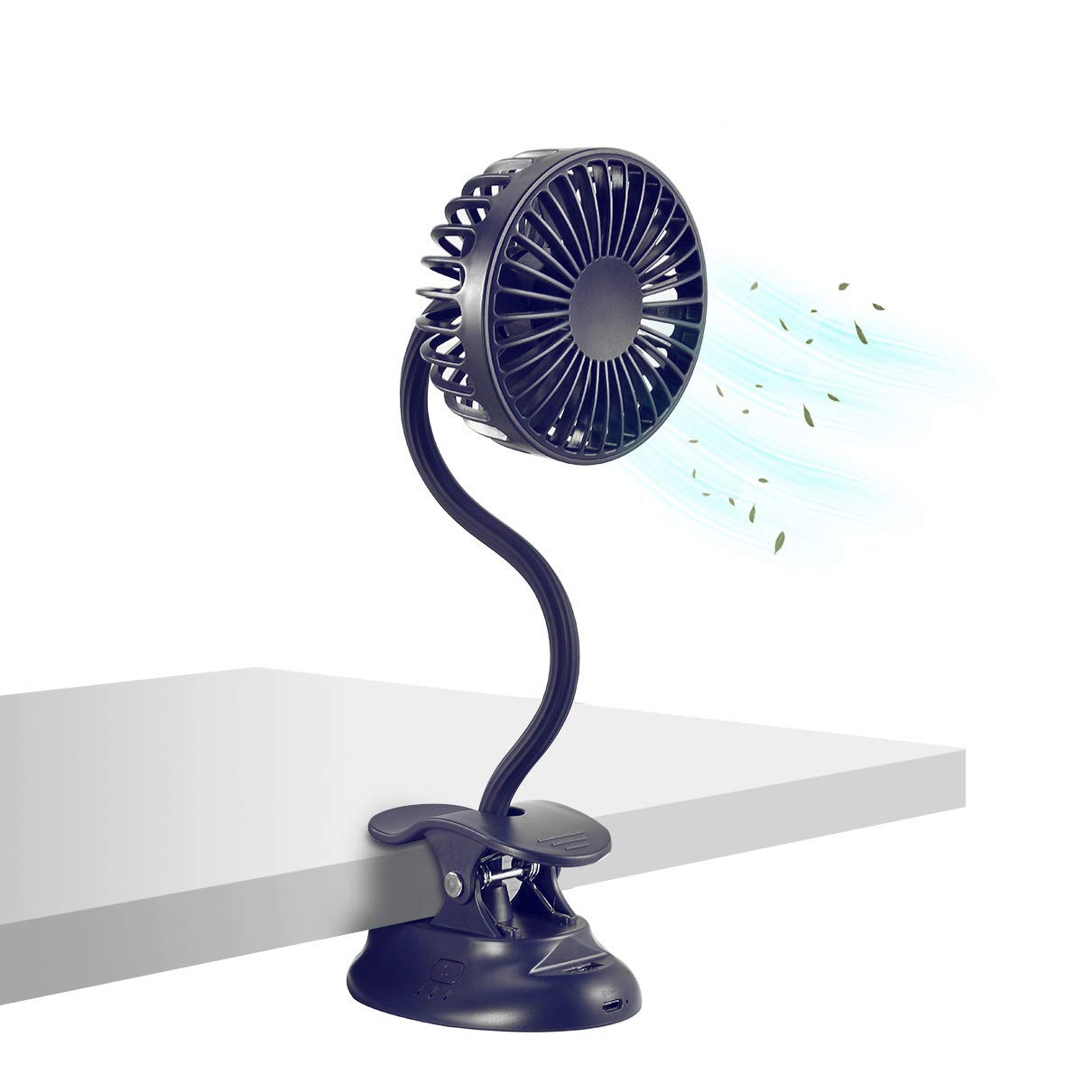 Clip On Fan Usb Battery Operated Small Desk Clip Fan With Emergency Power Bank, Baby Stroller Fan Rechargeable Personal Fan Flex
