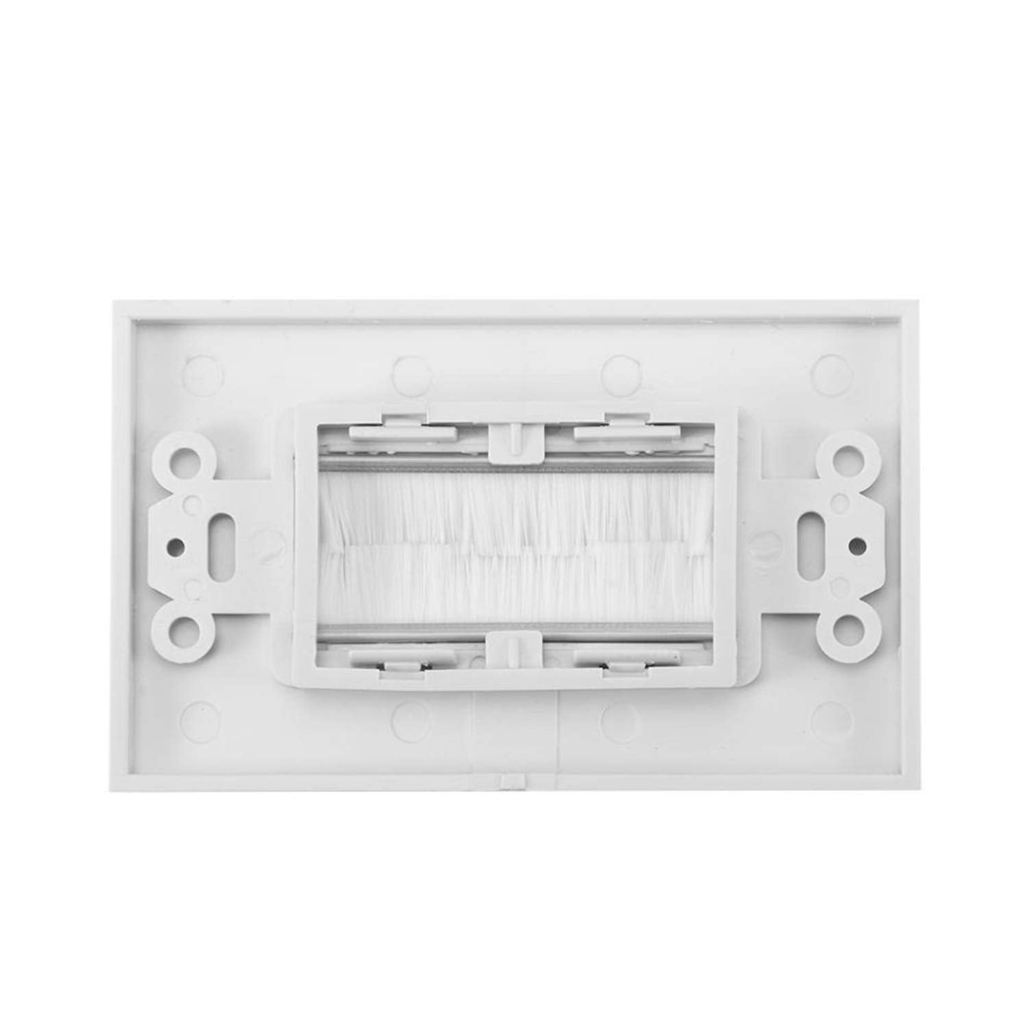 Rlecs 2 Pack White Brush Wall Plate Single Port Multipurpose Outlet Cover Wall Mount Panel For Multimedia Hdmi Hdtv Speaker Wire