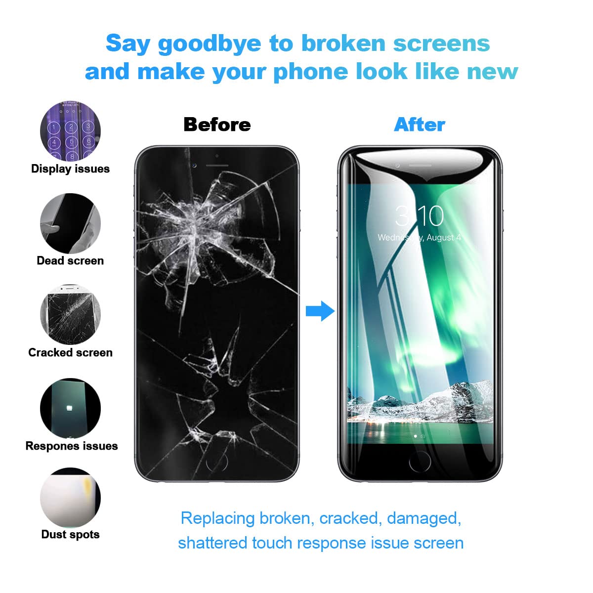 Efaithfix For Iphone 8 Plus Lcd Screen Replacement White 5.5 Inch Frame Assembly Lcd Display 3D Touch Screen Digitizer With Repa