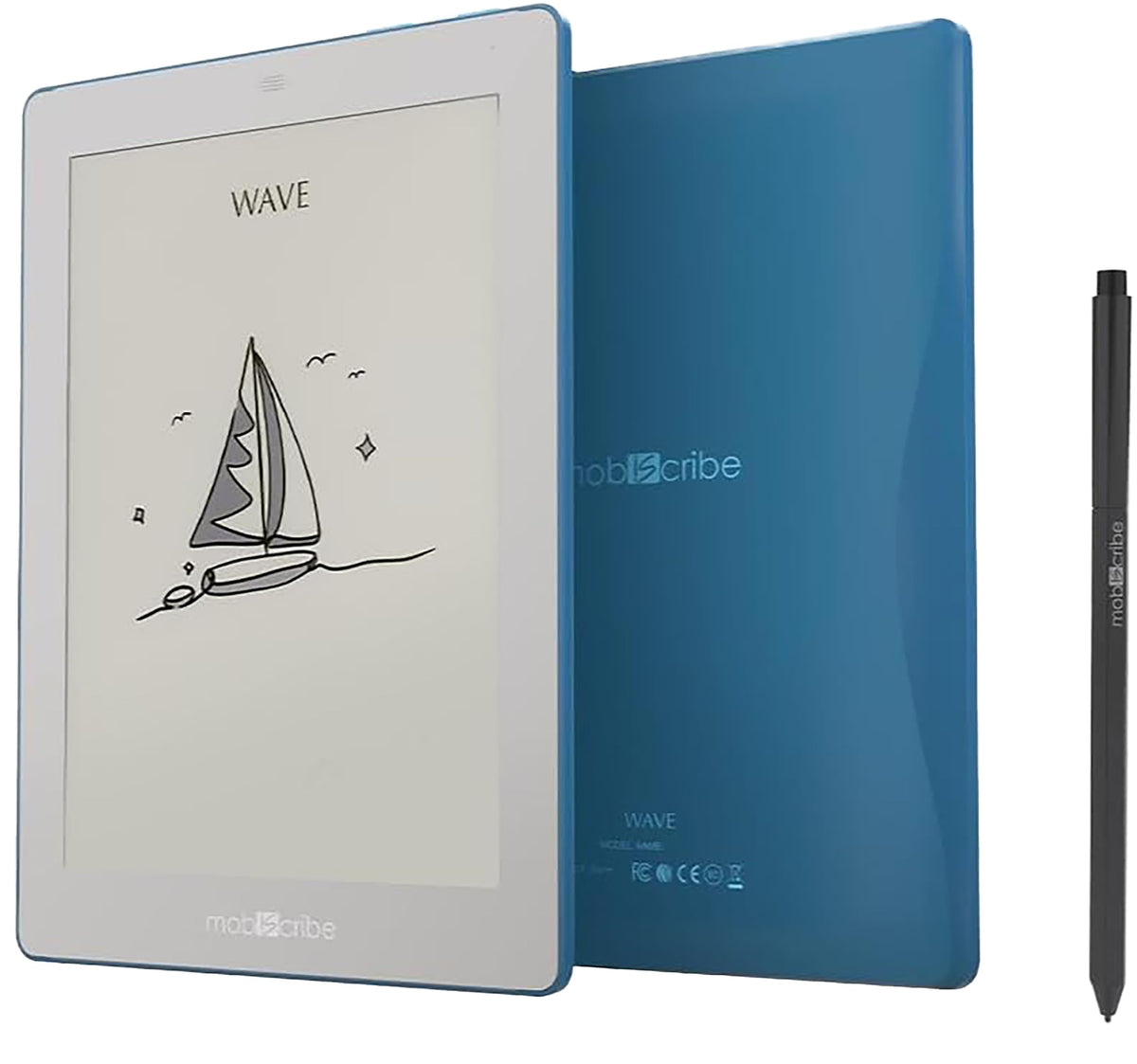 Mobiscribe Wave   Black & White | 7.8'' 64Gb Waterproof E Book Reader For Reading, Writing & Sketching | Glare Free Paper Like D