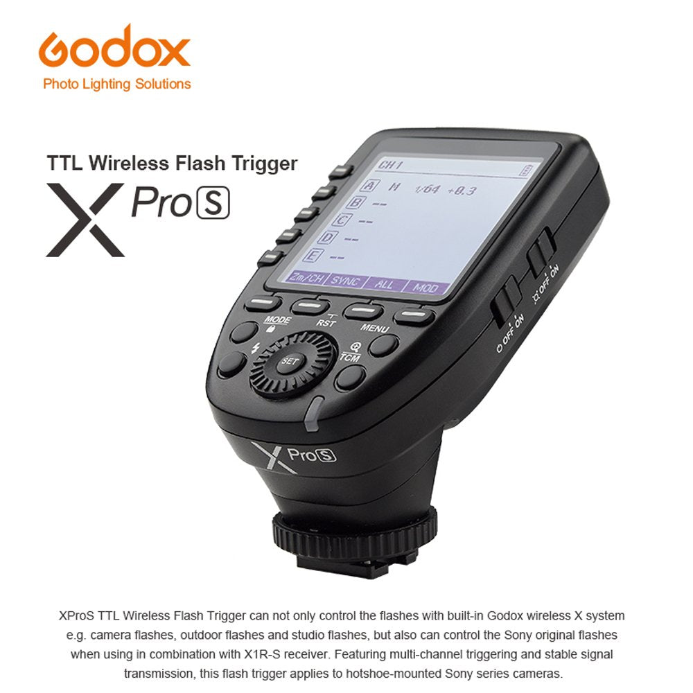 Godox Xpro S Ttl Wireless Flash Trigger For Sony Camera, 2.4G Wirless Flash Transmitter Hss 1/8000S, Ttl Convert Manual Function
