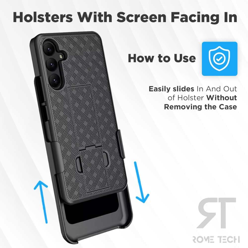 For Samsung Galaxy A54 5G Case With Belt Clip Holster, Kickstand Slim Cover Phone Case For Galaxy A54 5G   Black