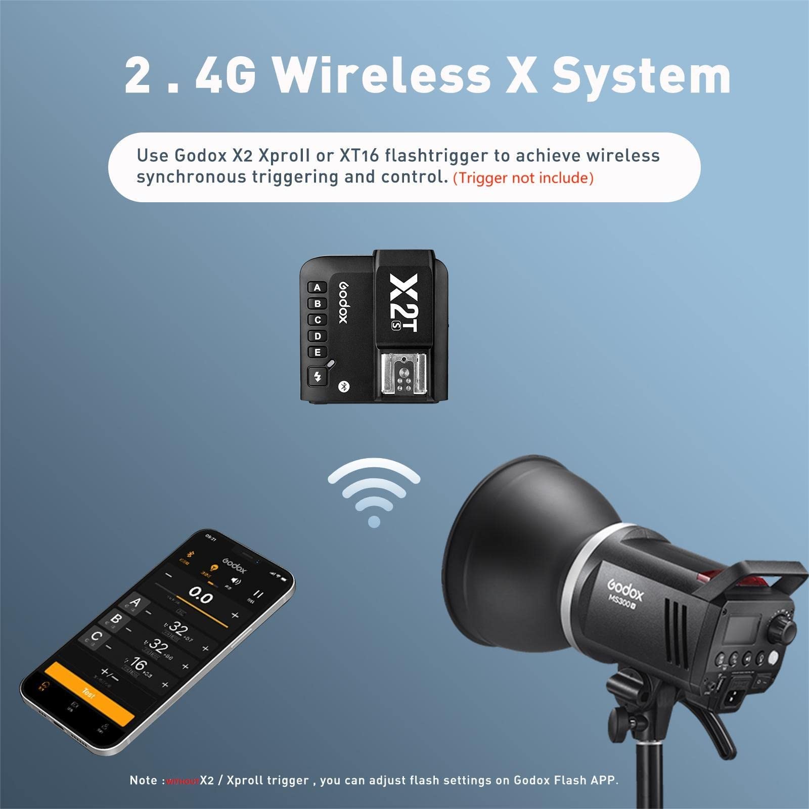 Godox Ms300V Studio Flash Kit (2X 300W) With 2 Softboxes, 2 Light Stands, 2 Reflectors, Led Modeling Lamps, 2.4G Wireless X Syst