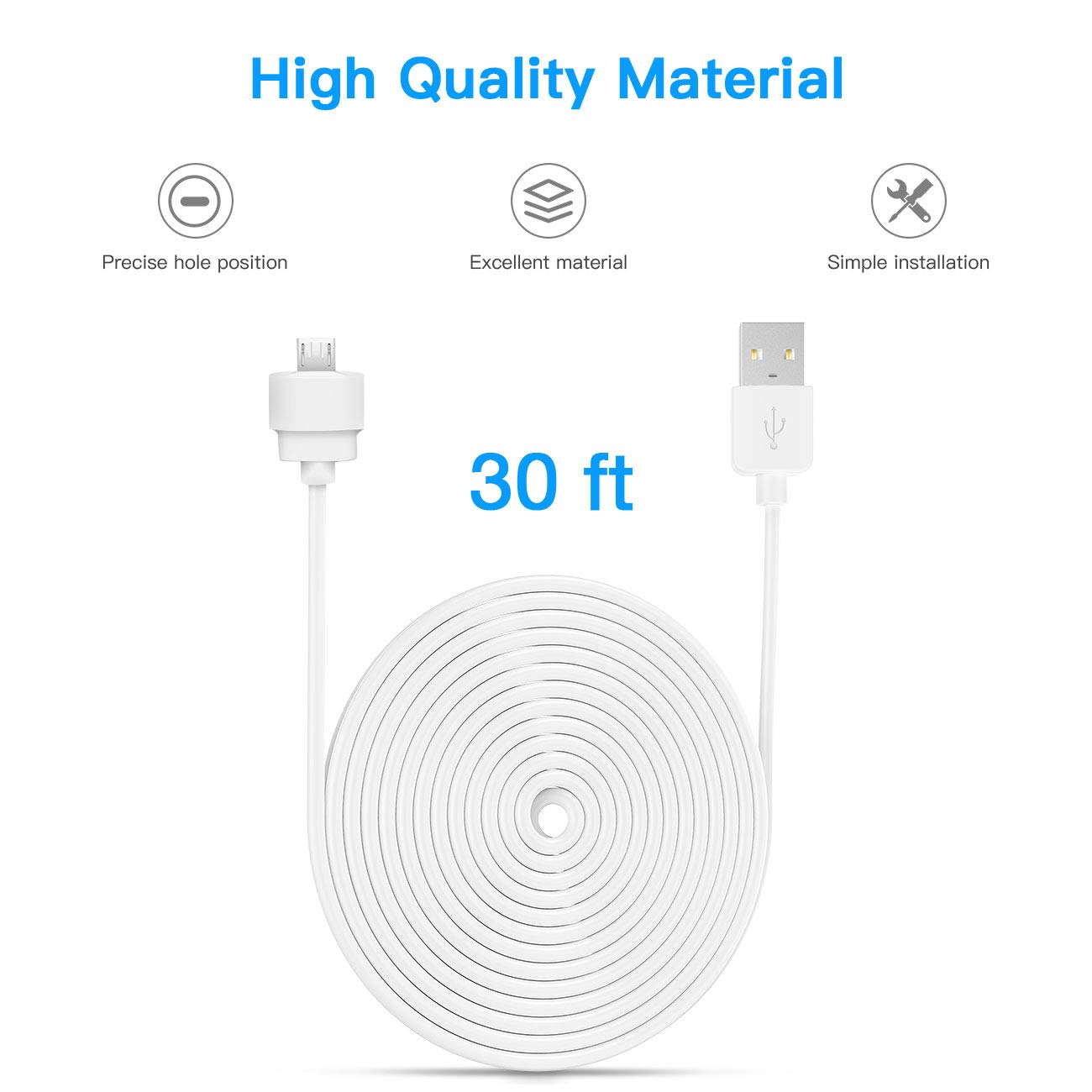 Koroao 30Ft/9M Usb Charging Cbale For Blink Mini, Power Supply Extension Charger Cable Comepatible With Blink Mini Indoor Plug I