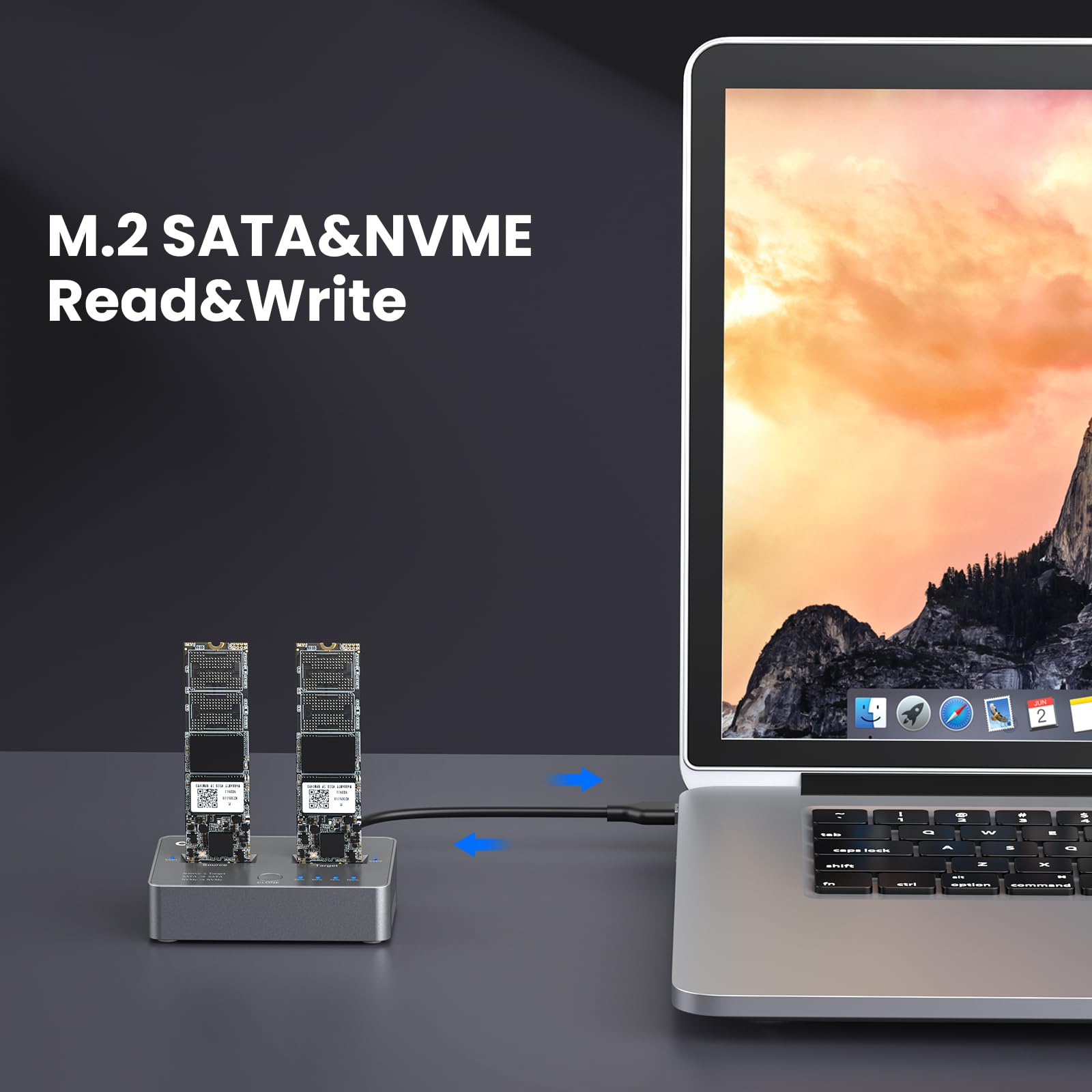 M.2 Nvme/Sata Duplicator, Dual Bay Offline Clone M.2 Nvme/Sata Docking Station,Usb3.2 Gen2*2 20Gbps M.2 Cloner For Ssd Size 2230