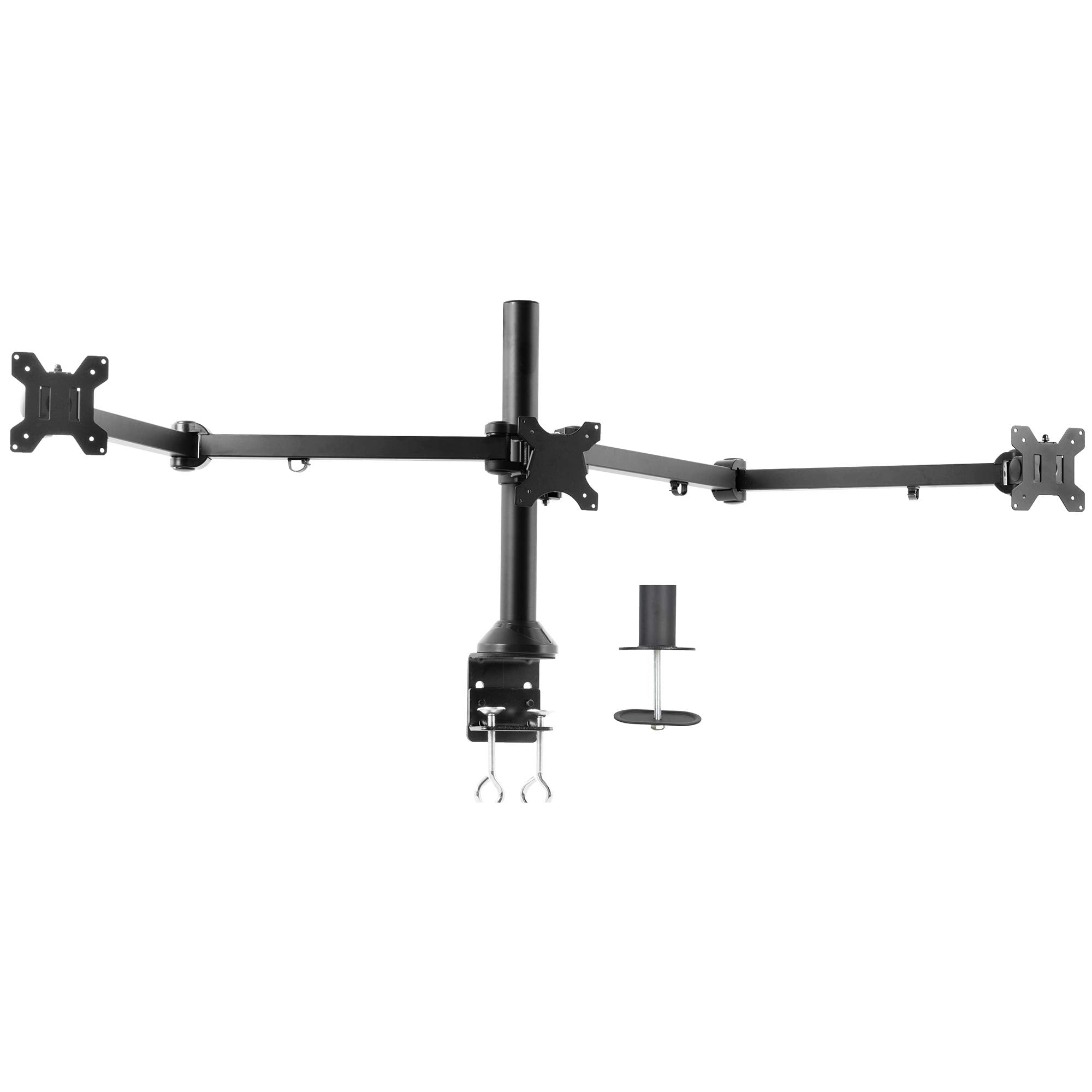 VIVO Triple Monitor 23 to 32 inch LED LCD Clamp on Desk Mount, Heavy Duty Articulating VESA Computer Stand, Holds 3 Screens, Fully Adjustable for Home Office Workstation, Black, STAND V103
