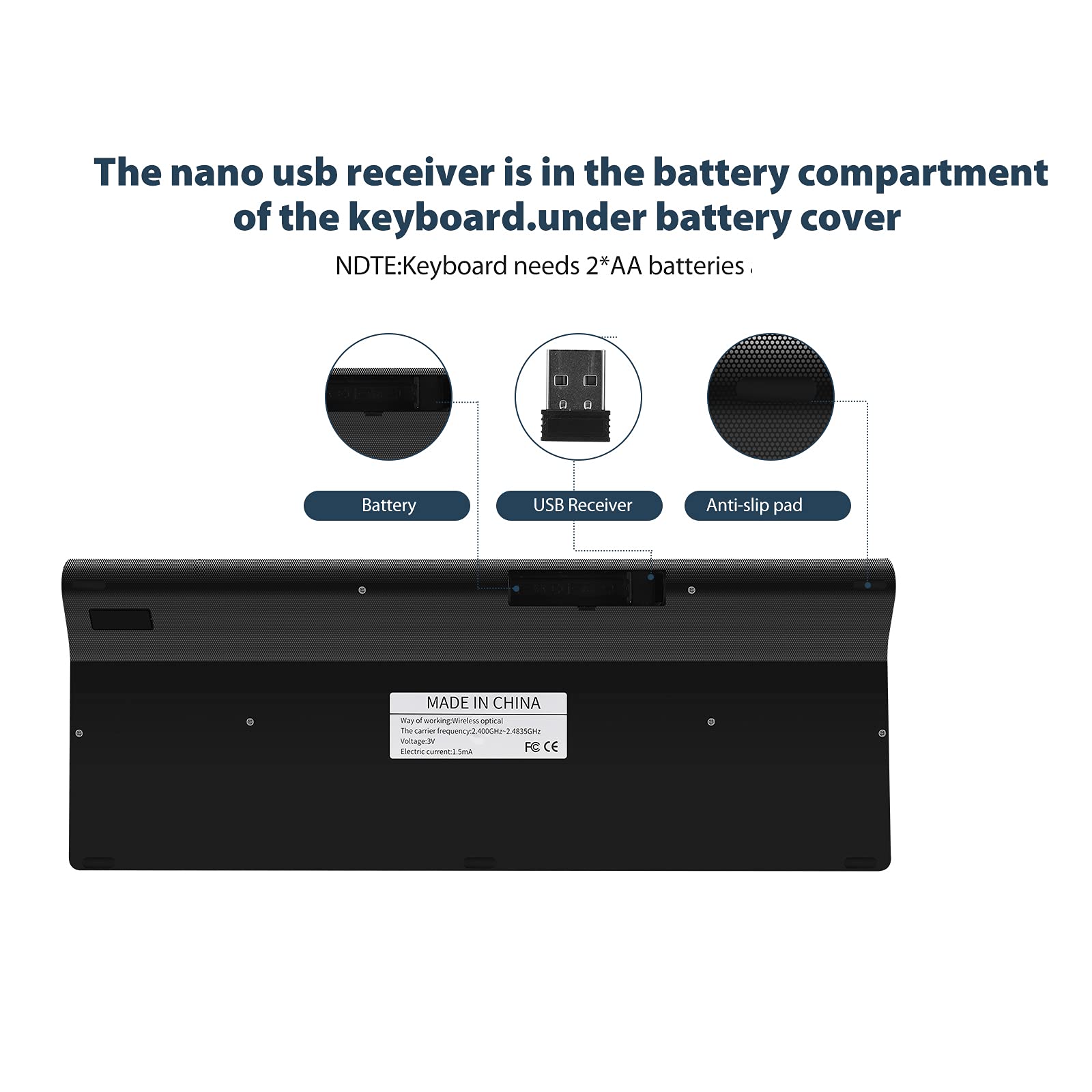 Full Size Large Print 2.4G Wireless Keyboard And Mouse With Oversized Print For Kids Visually Impaired Low Vision Individuals (B