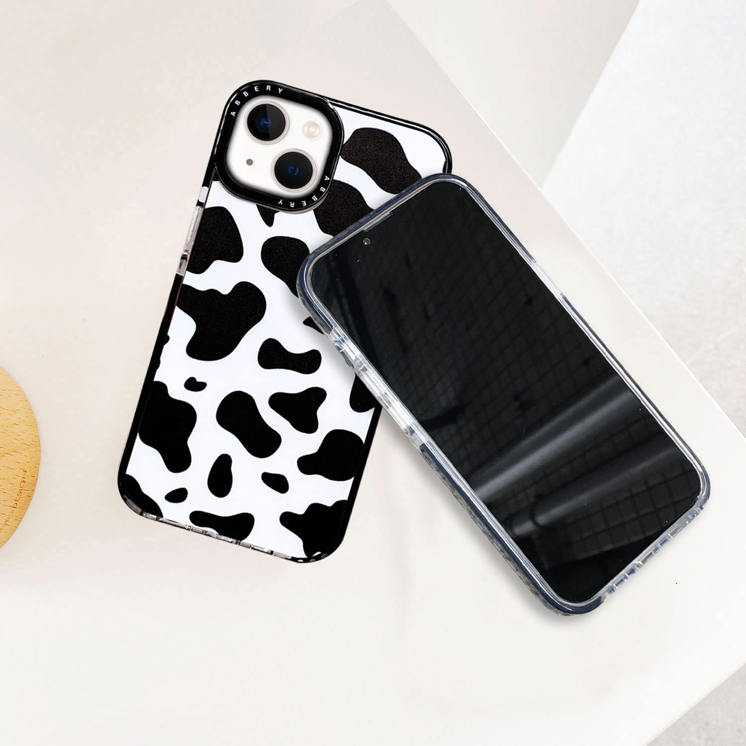 Abbery Designed For Iphone 13 Mini Case Cow Print, Clear With Design Cow Pattern Cute Silicone Tpu Sturdy Shockproof Protective