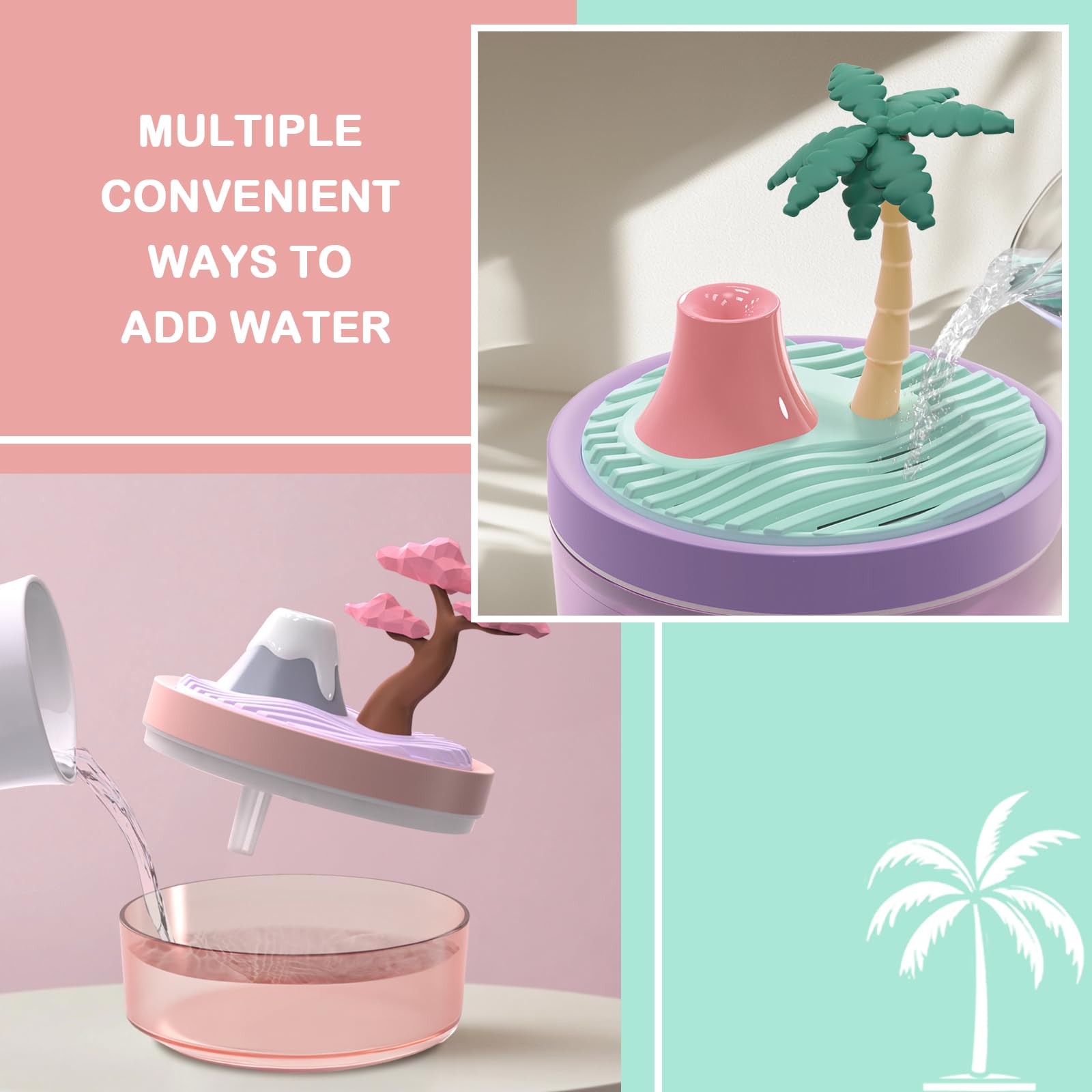 Portable Mini Cute Humidifier Bedroom Humidifier 320Ml Big Capacity?Landscape Design, Two Spray Modes And Color Night Light, Sui