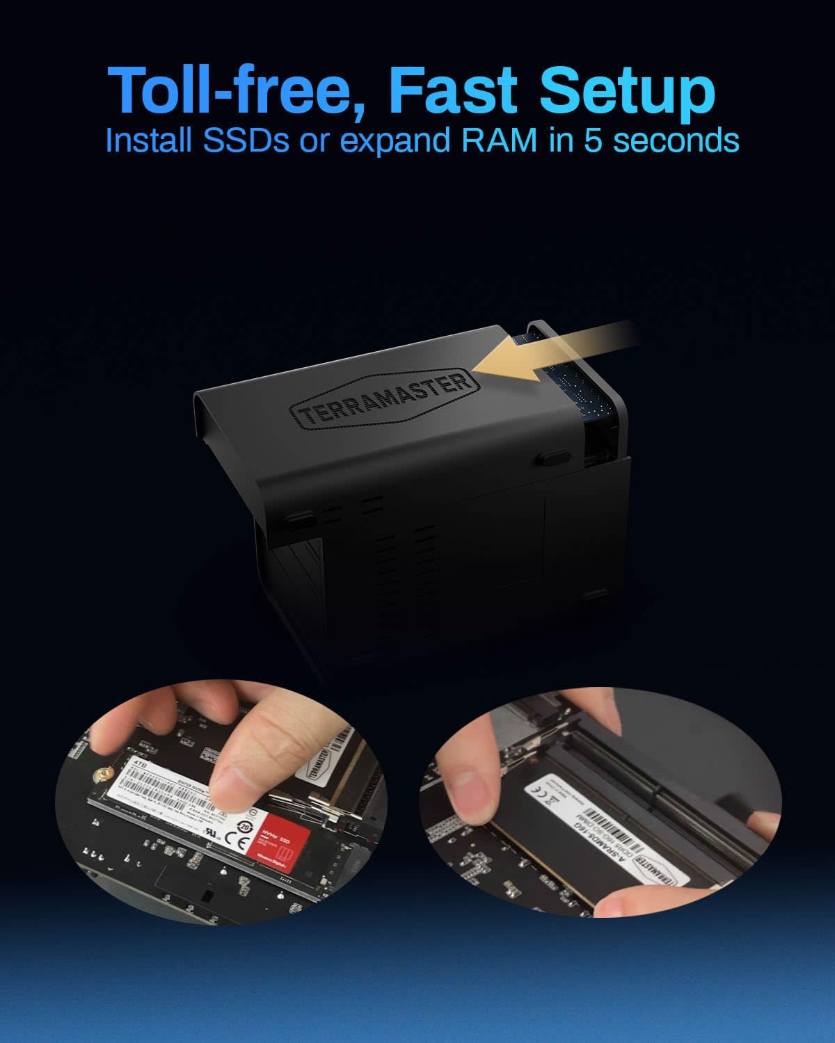 TERRAMASTER F6-424 Max 6-Bay NAS Storage Core i5 8GB DDR5 Dual 10GbE Black Diskless