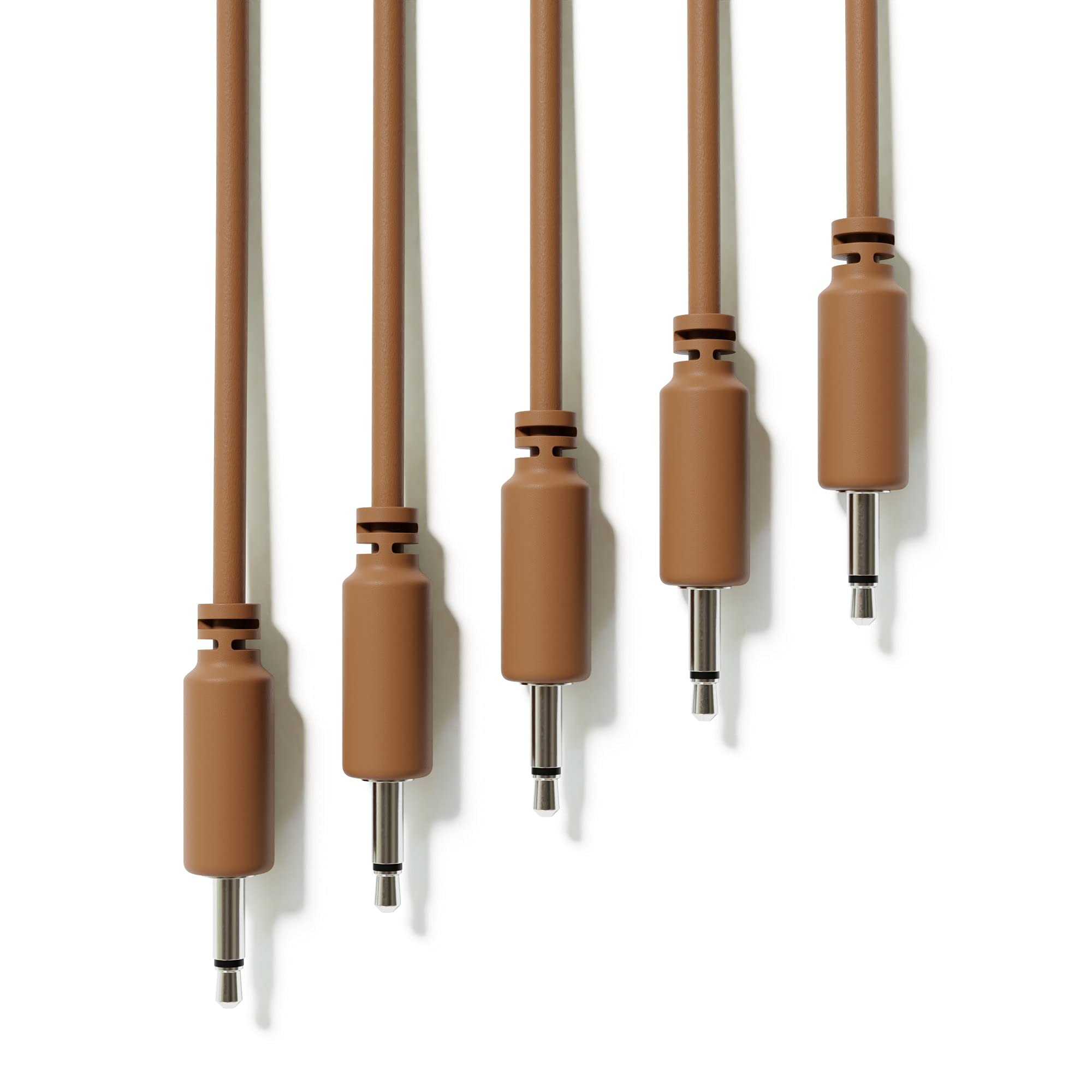 ExcelValley - 5-Pack - Mono Modular Patch Cables - TS 3.5mm 1/8 Eurorack Synthesizer [Brown | 60 cm - 23.62]