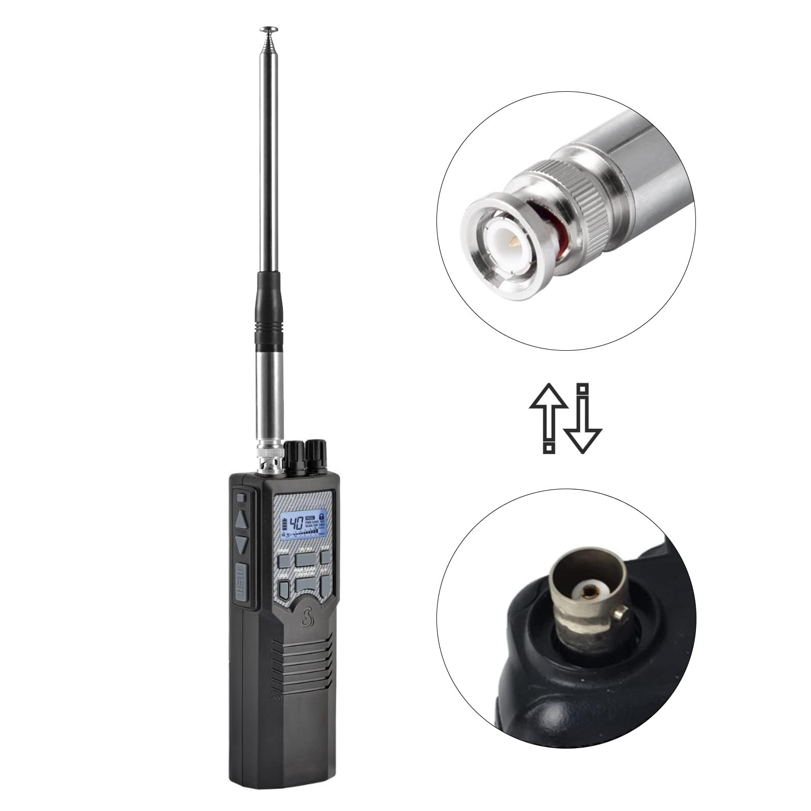 Long Range 27Mhz Telescopic Cb Antenna Bnc Connector For Cobra Hh50Wxst Mrhh350Flt C75Wxst Hh38Wxst Midland 75 822 75 785 Mhs75