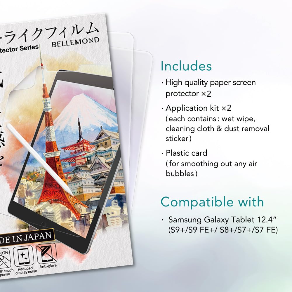 Bellemond   2 Pack   Made In Japan Paper Screen Protector For Samsung Galaxy Tab S9 Plus 2023 / S9 Fe Plus / S8 Plus 2022 / S7 F