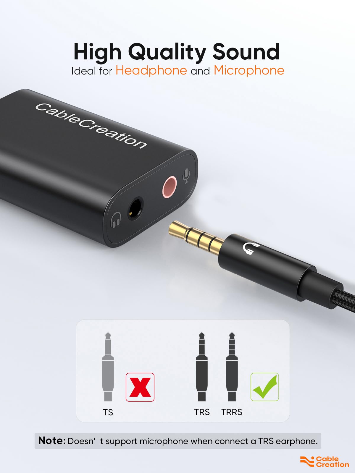 Cablecreation Type C External Sound Card With 3.5 Mm Audio Jack, Usb-C Microphone Adapter Compatible With Macbook Pro, Imac, Ipa