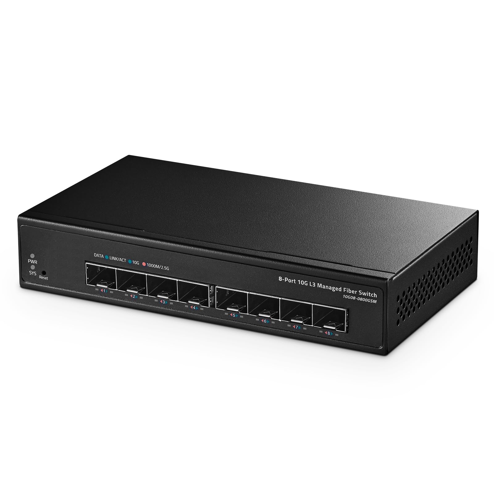 Binardat 8 Port 10 Gigabit Sfp+ Managed Switch, Support 1G/10G Sfp+ Module, 160Gbps Bandwidth, Web/Cli L3 Managed, Metal Fanless