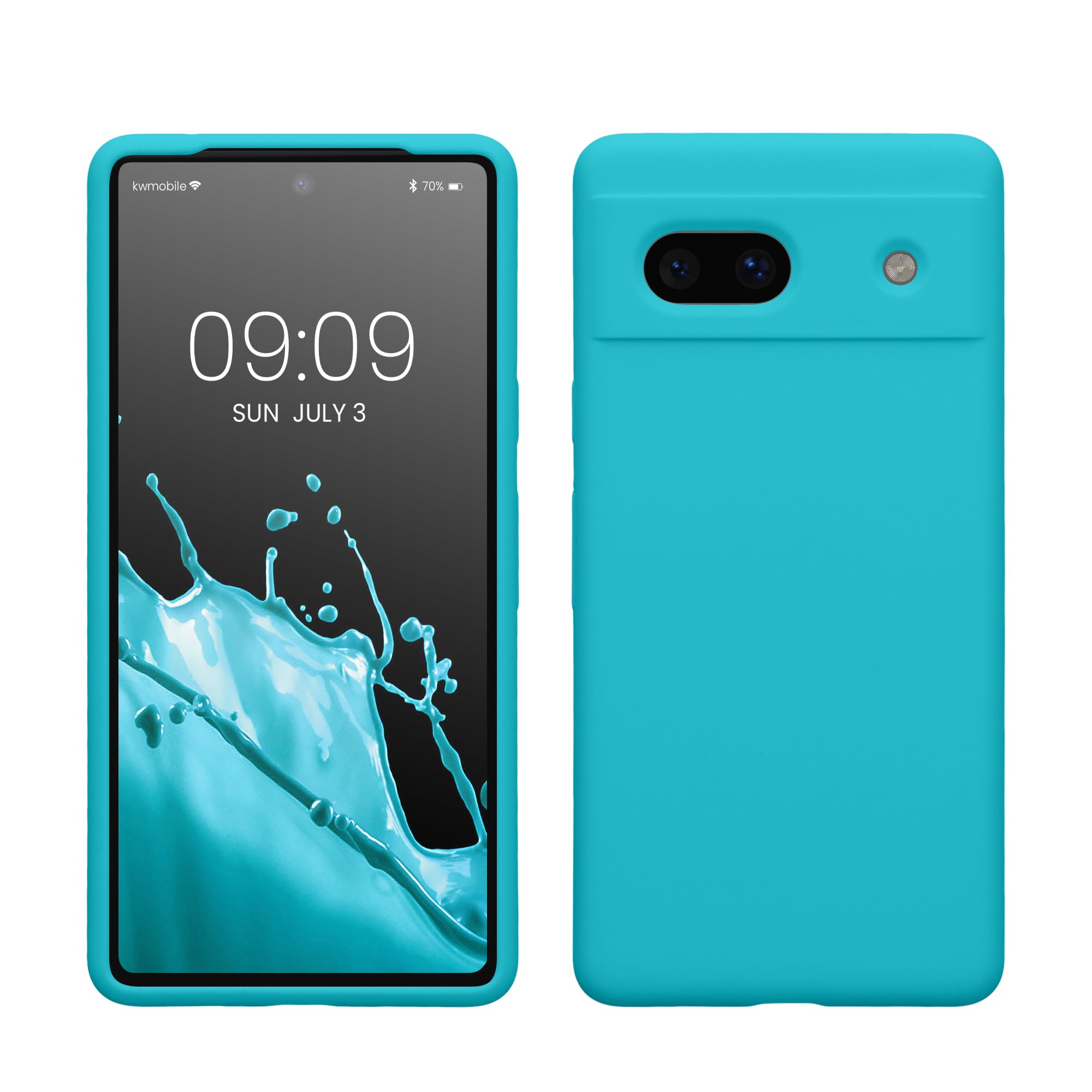 kwmobile Case Compatible with Google Pixel 7a Case - TPU Silicone Phone Cover with Soft Finish - Cool Glacier