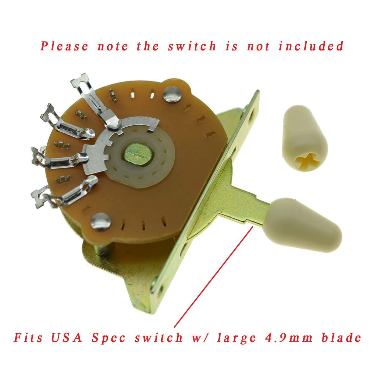 Kaish 2Pcs Guitar 5 Way Pickup Selector Switch Tip Switch Cap Switch Knob For Usa Stratocaster/Strat Aged White