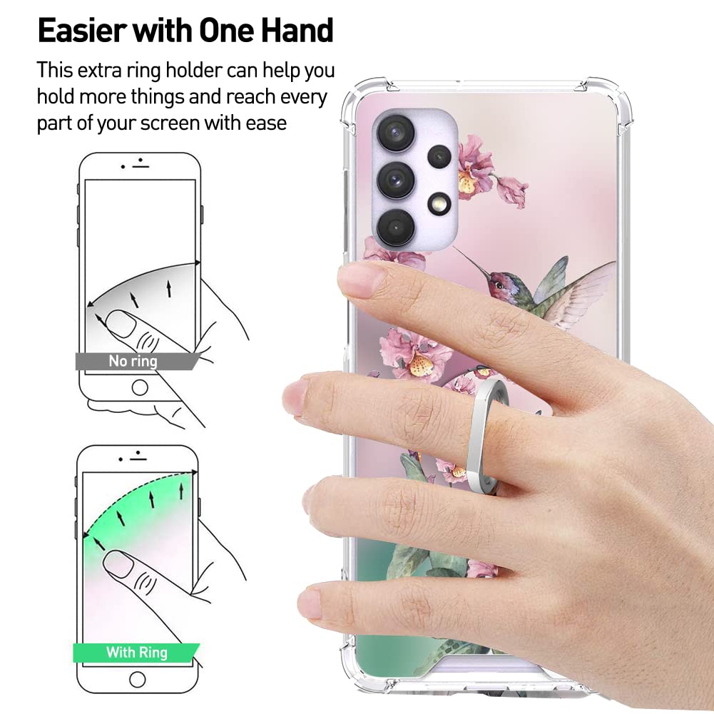 Ook Clear Case Compatible With Samsung Galaxy A32 5G, Pink Hummingbird Pattern Flexible Tpu Shockproof Anti Scratch Bumper Trans