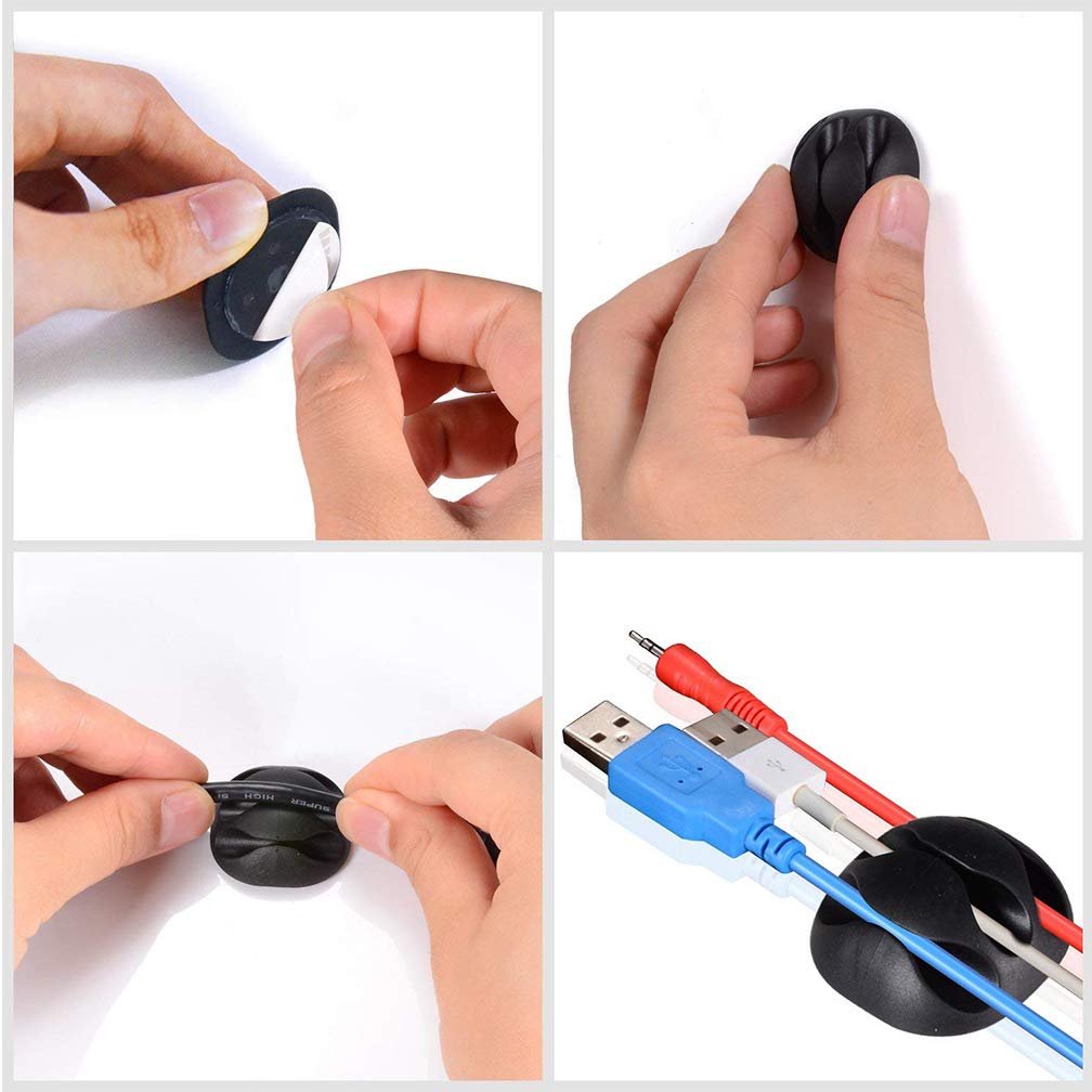 24 Pieces Adhesive Cable Clips Viaky Wire Management Desk Cable Organizer Cord Clips Cable Holder Clamps   Home, Office, Cubicle