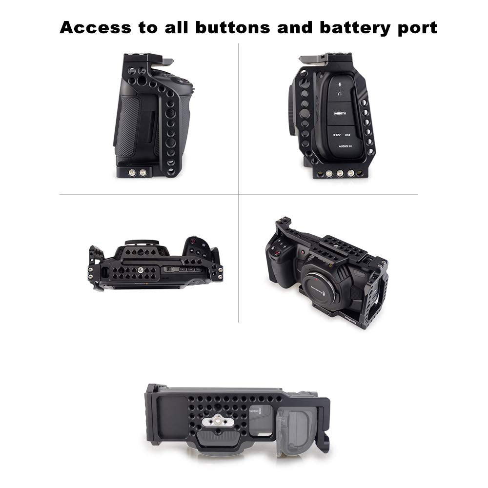 Magicrig Bmpcc 4K /6K Cage With Nato Handle + T5 Ssd Card Mount Clamp For Blackmagic Pocket Cinema Camera Bmpcc 4K /6K