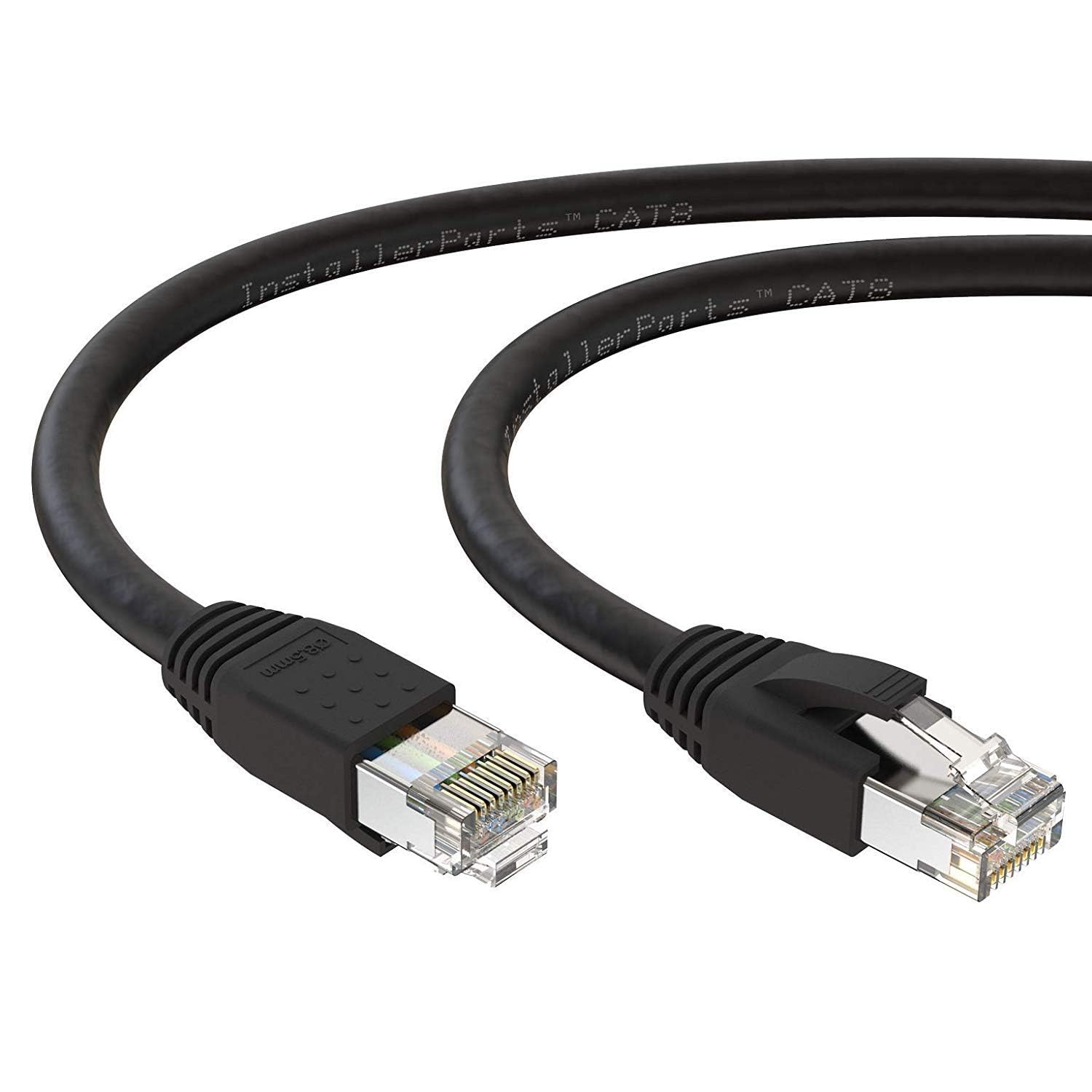 Installerparts Ethernet Cable Cat8 Cable (10 Pack) 0.5 Ft   Black   Professional Series   40Gigabit/Sec Network/High Speed Inter