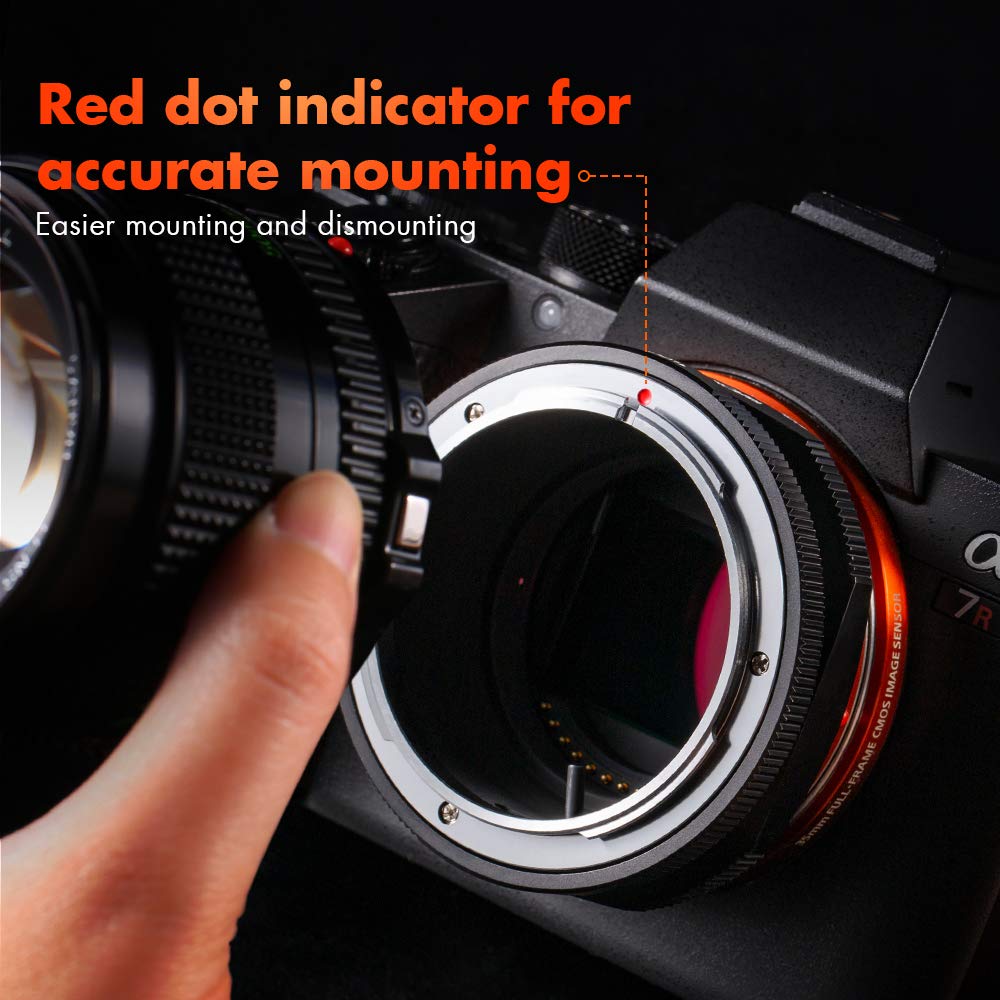 K&F Concept Fd To E Mount Lens Mount Adapter Comaptible For Canon Fd Fl Mount Lens To E Nex Mount Mirrorless Cameras With Matting Varnish Design Comaptible For Sony A6000 A6400 A7Ii A5100 A7 A7Riii
