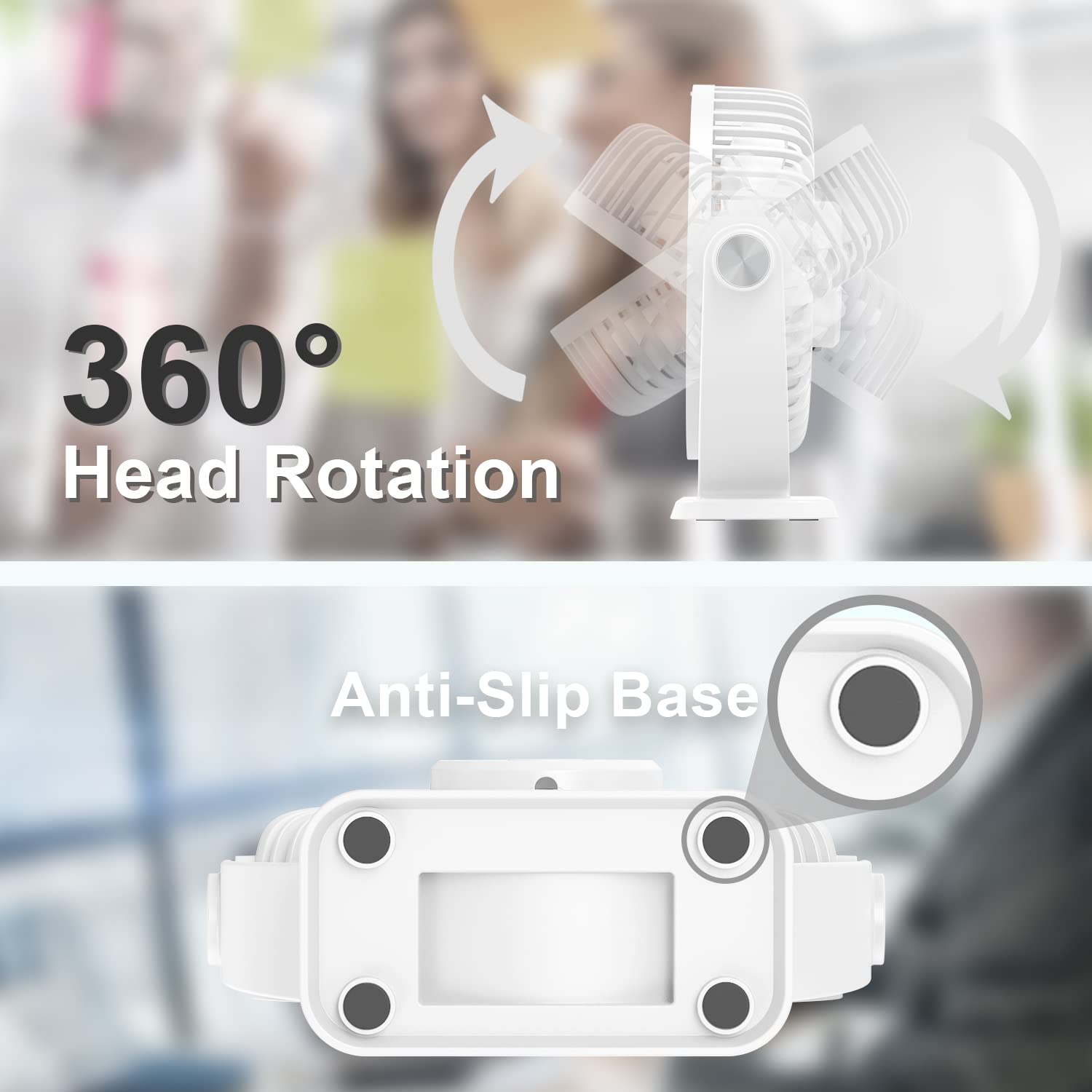 Tripole Small Desk Fan Usb Powered Personal Fan 3 Speeds Strong Airflow Mini Fan 360Rotation Portable Fan 5.1 Inch Table Fan For