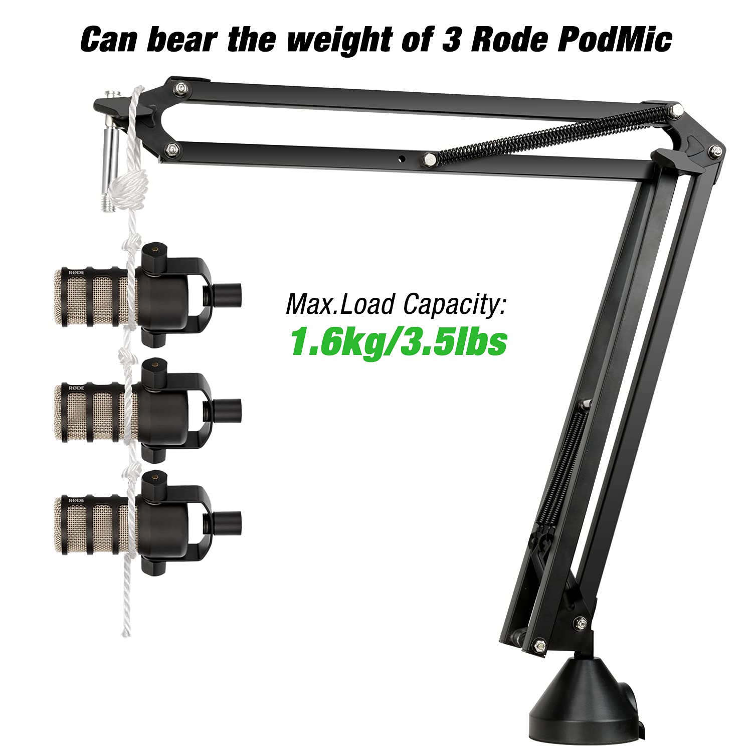 For Rode Podmic Stand   Mic Stand With Pop Filter, Mic Arm With Reduce Wind Noises Mic Cover And Cable Ties, Adjustable Scissor