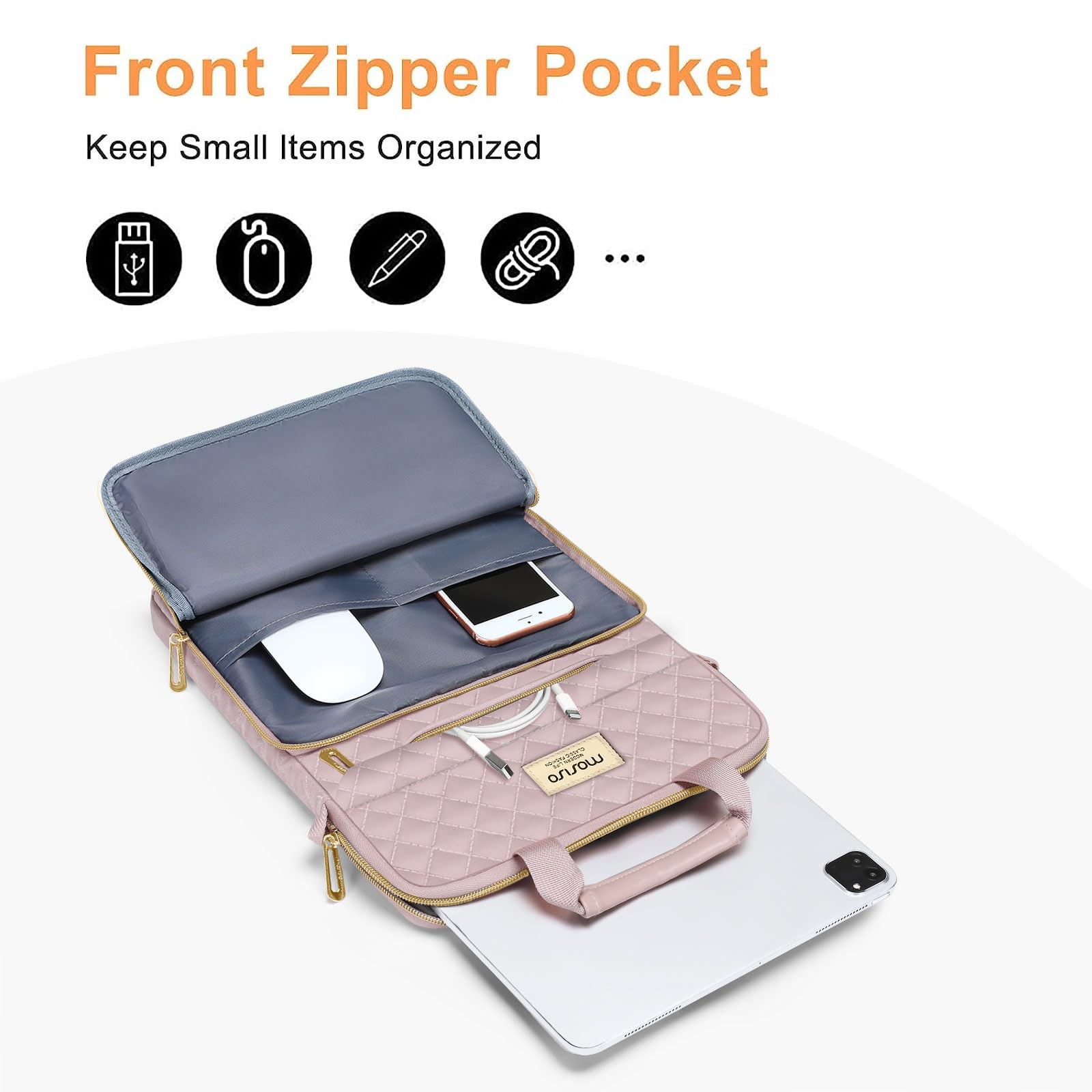 Mosiso 12.9 Inch Tablet Sleeve For 13 Inch Ipad Pro M4 & Ipad Air M2 2024, Ipad Pro 12.9 M2 & M1 2022 2018, Galaxy Tab S8+/S9+ 1