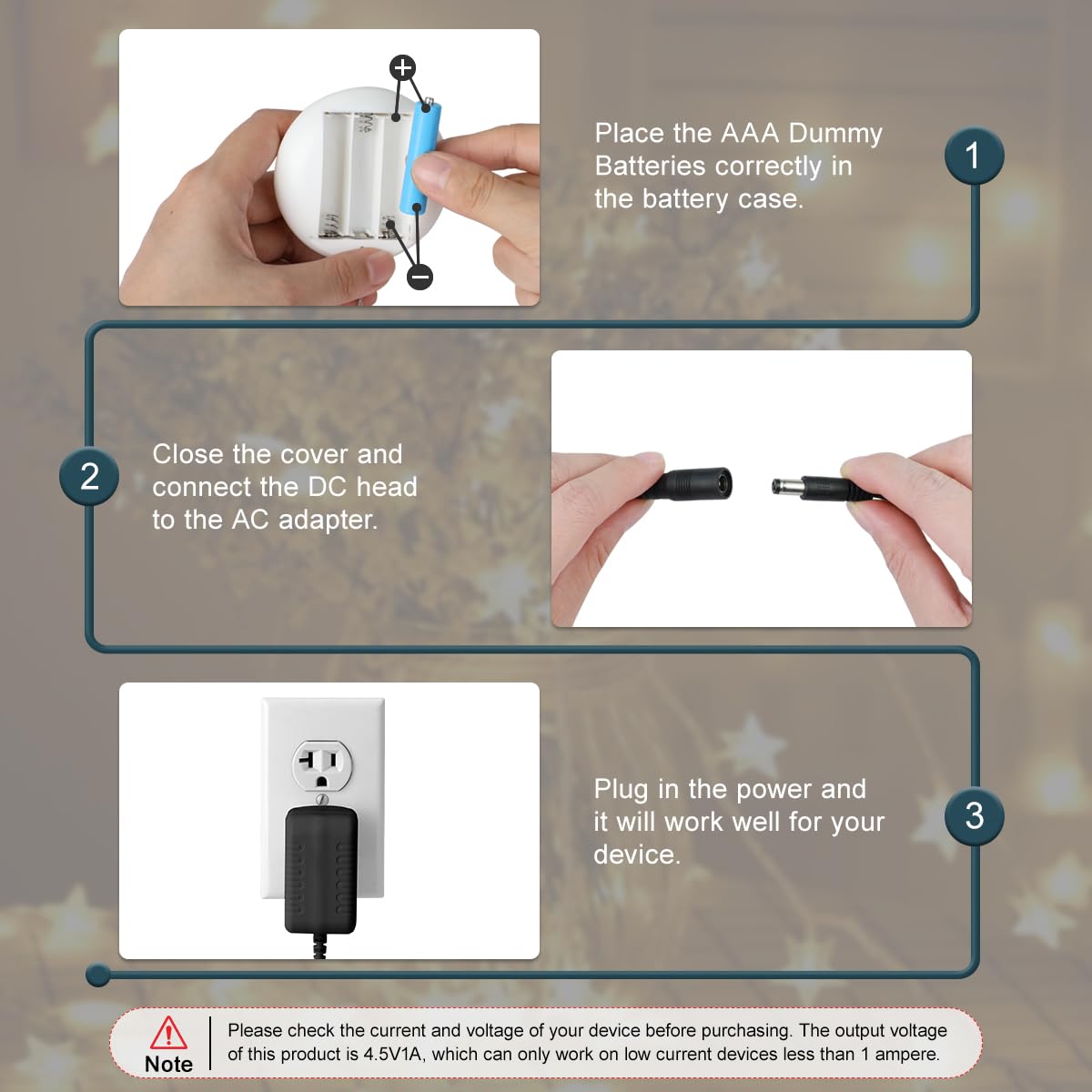 Lenink Ac Power Supply Adapter For Aaa Battery,Replace 3 Aaa Battery,Black