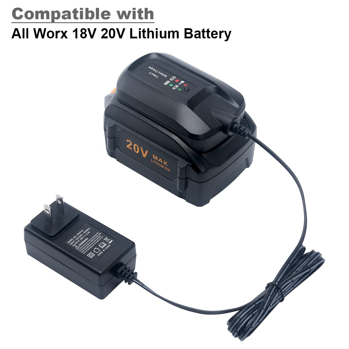 Lasica Replacement For Worx Battery Charger 20V Wa3742 Compatible With Worx 20V Lithium Battery Wa3520 Wa3525 Wa3578 Wa3575 Wa35