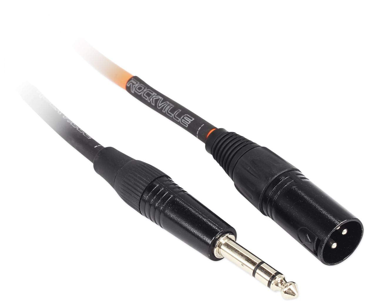 Rockville RCXMB6O 6 Male REAN XLR to 1/4 TRS Cable Orange 100% Copper, 6 FT (RCXMB6-O)