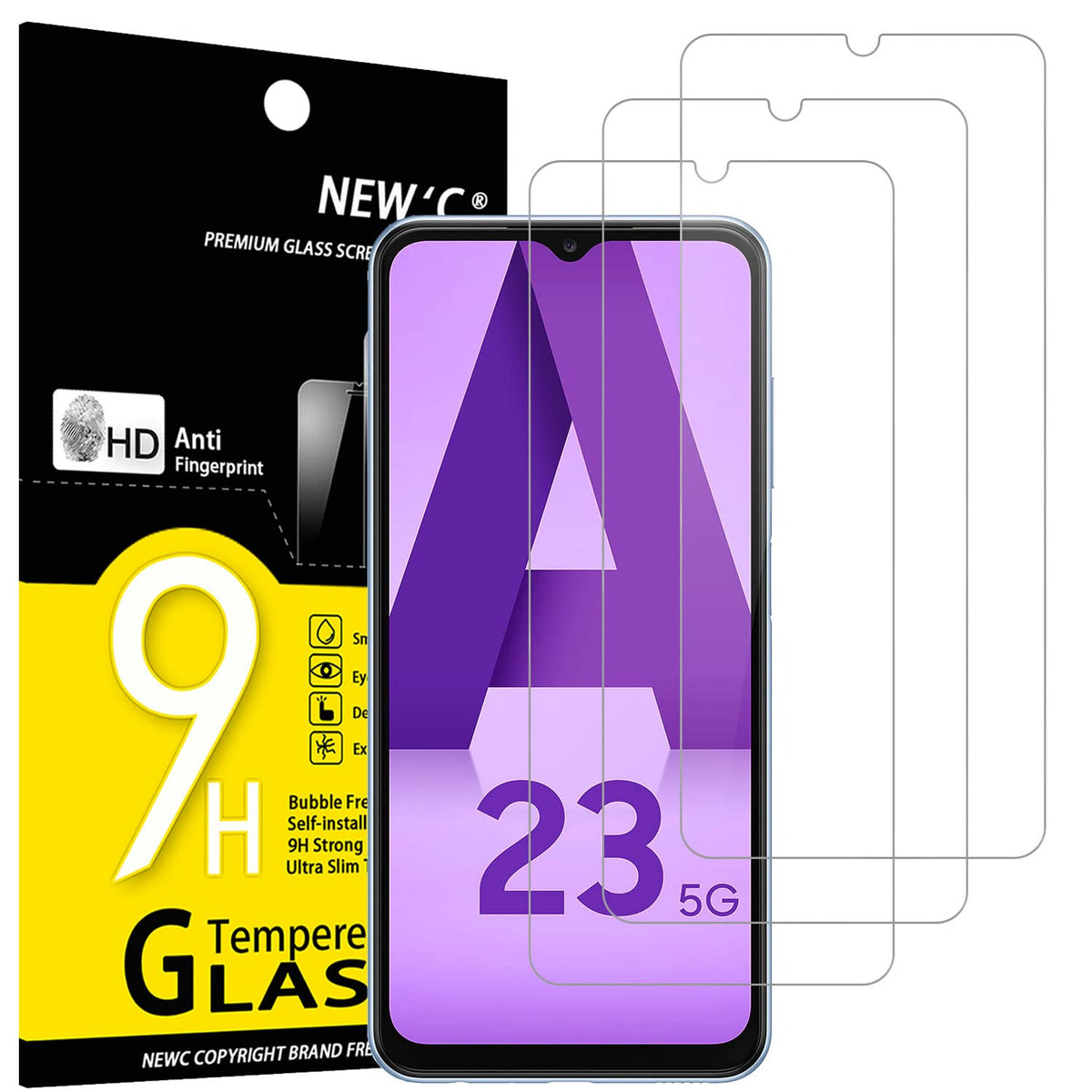 New 'C [3 Pack] Designed For Samsung Galaxy A23 4G, Samsung Galaxy A23 5G Screen Protector Tempered Glass, Case Friendly Ultra R