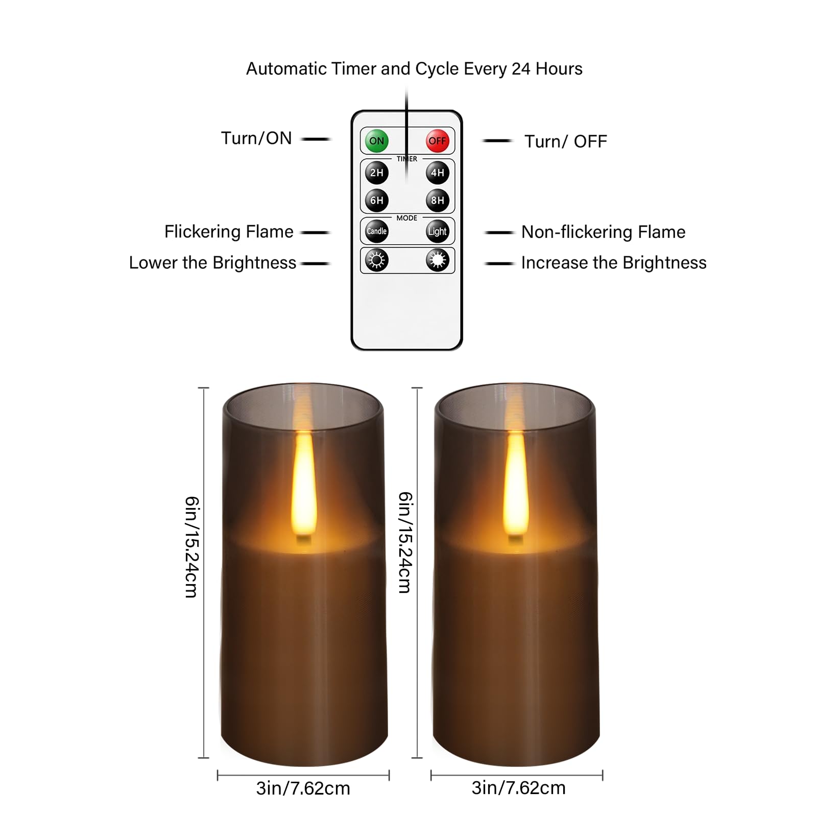 Jinyania Flameless Led Candles, Upgraded Realistic Flickering Flame Pillar Candles, Battery Operated Candles With Remote Timer,