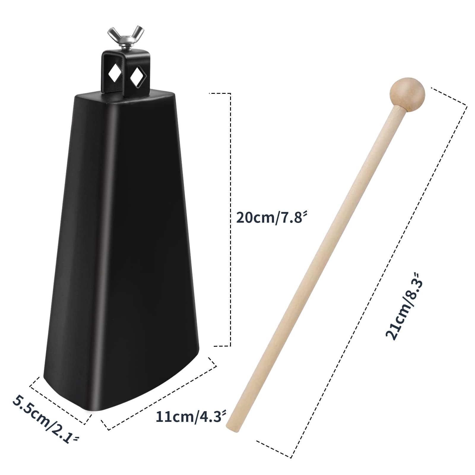 Soulmate 9 Inch Metal Steel Cow Bells Instrument Noise Makers Cowbell Hand Percussion Cow Bell With Handle Stick For Drum Set