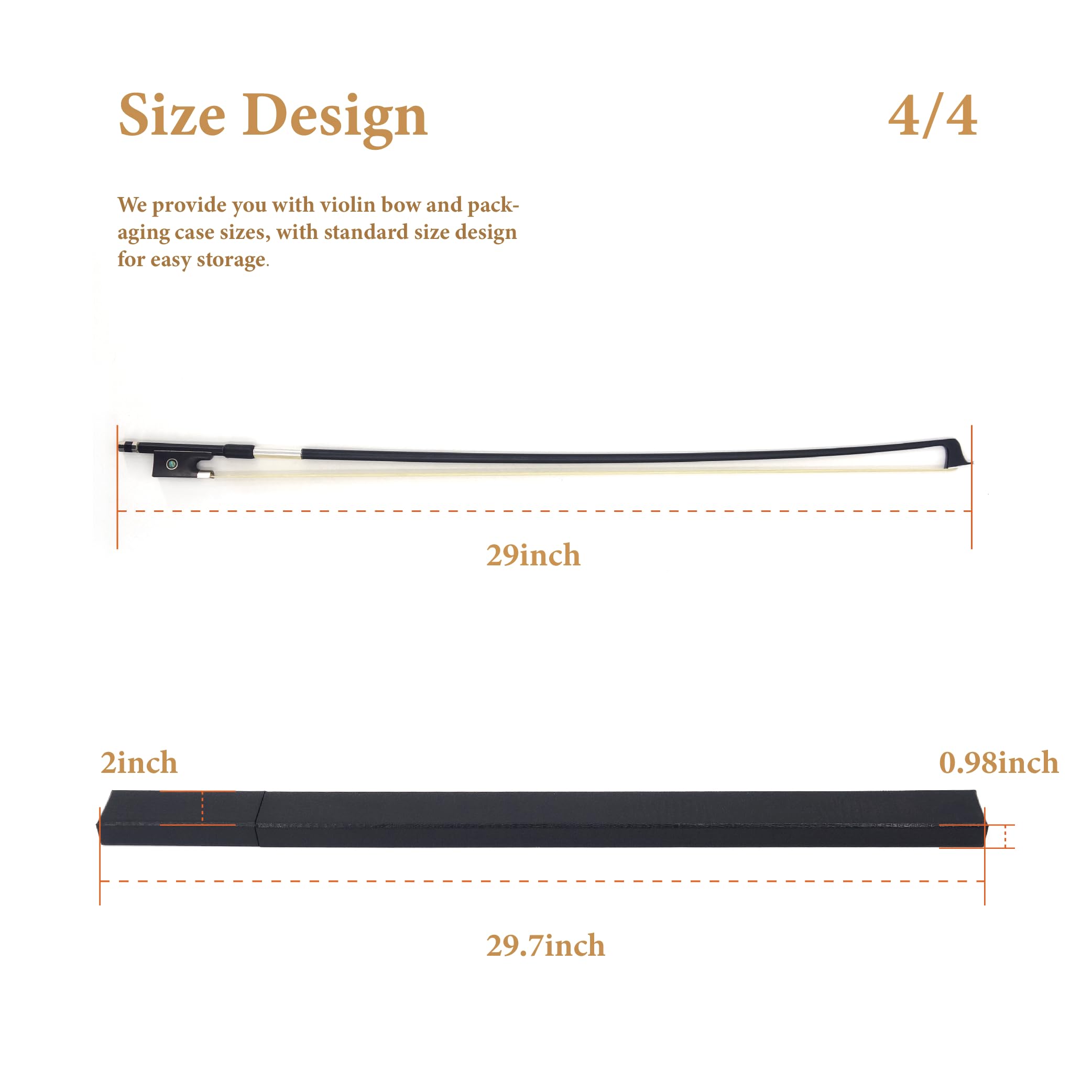 Jinqu Carbon Fiber Violin Bow,Anti-Deformation,Durable And Well Balanced, Made With Bouncy Mongolian Horse Hair,For Professional