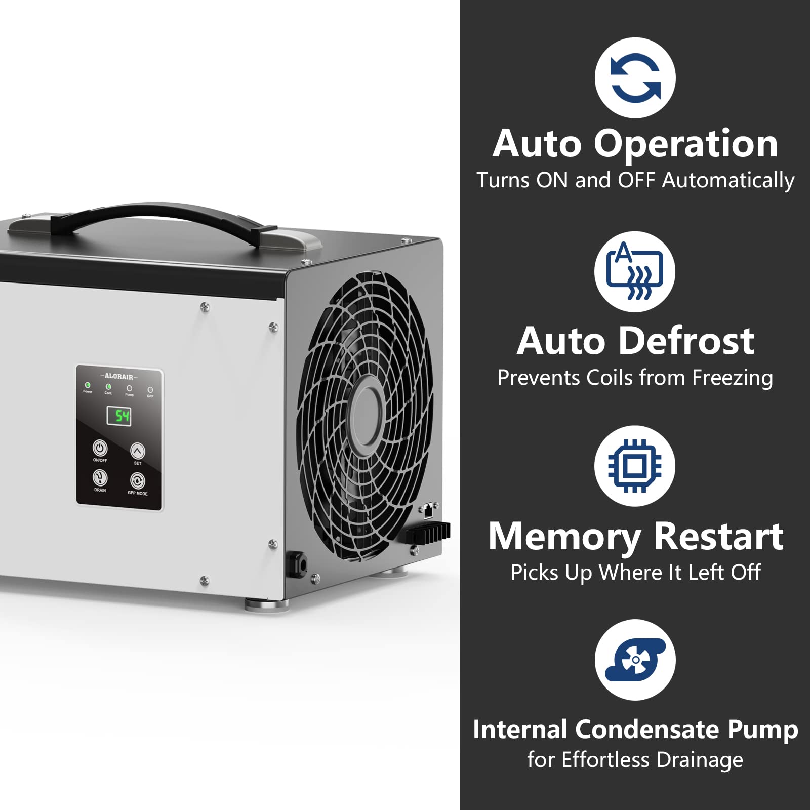 Alorair Crawl Space/Basement Dehumidifier 70 Pint Dehumidifier With Pump, Automatic Defrost, Up To 1000 Sq Ft Commercial Dehumid
