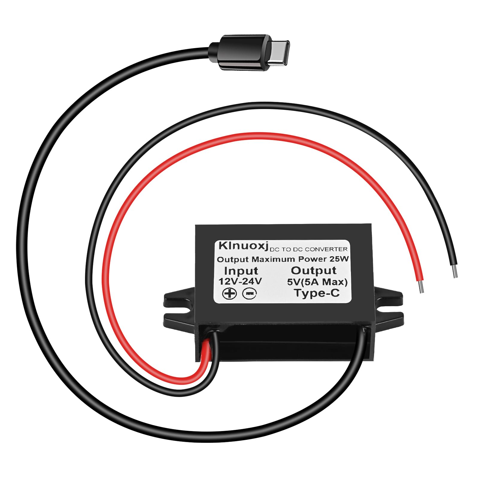 Klnuoxj Dc 12V/24V To 5V Usb C Step Down Converter Type C Interface 5A 25W Waterproof Buck Module Power Adapter Compatible With