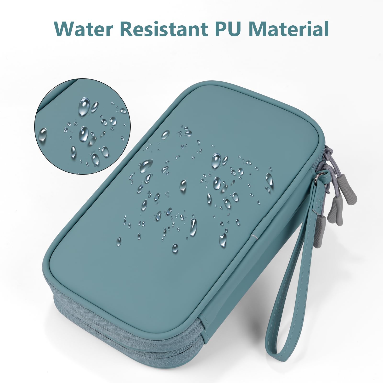 Ddgro Cables Pouch Travel Cords Organizer Tech Accessories Electronics Charger Phone Keys Power Bank Carrying Case (Aqua Blue, P