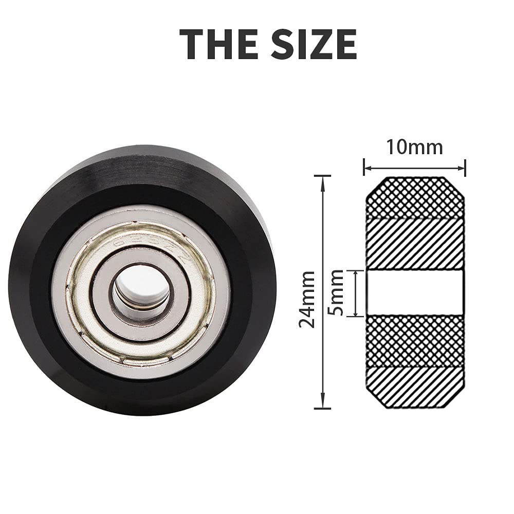 Simax3D [26Pcs/Pack] 3D Printer Wheel,Black Pom Polycarbonate Roller 625Zz, Wear Resistant/Silent/Burr Free For Creality Cr10, E
