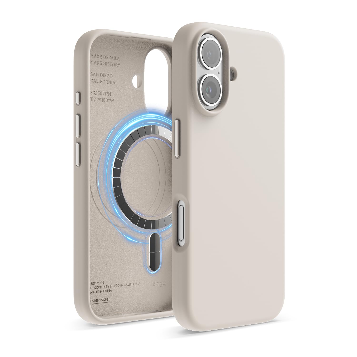 elago Magnetic Silicone Case Compatible with iPhone 16 Case 6.1 Inch Compatible with All MagSafe Accessories - Built-in Magnets,