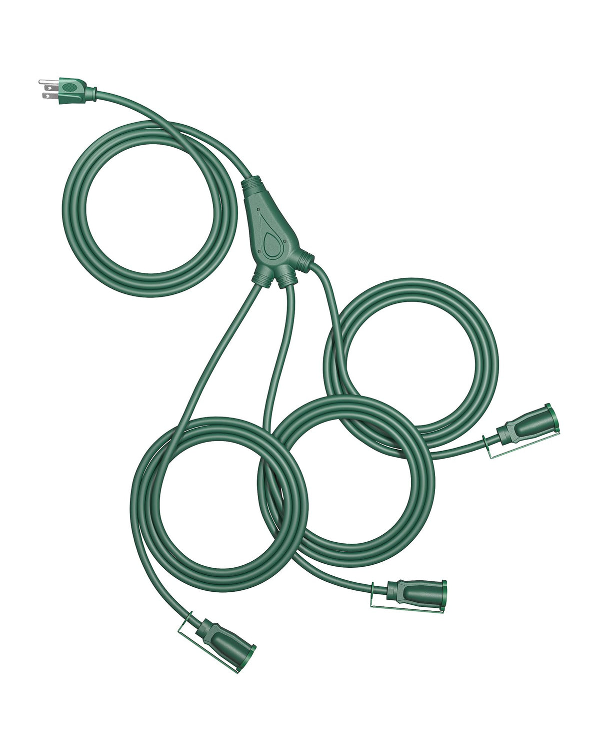 Dewenwils 25 Ft Outdoor Extension Cord Multiple Outlets For Christmas, Evenly Spaced 3 Outlets Plugs With Safety Cover, 16/3 Sjt