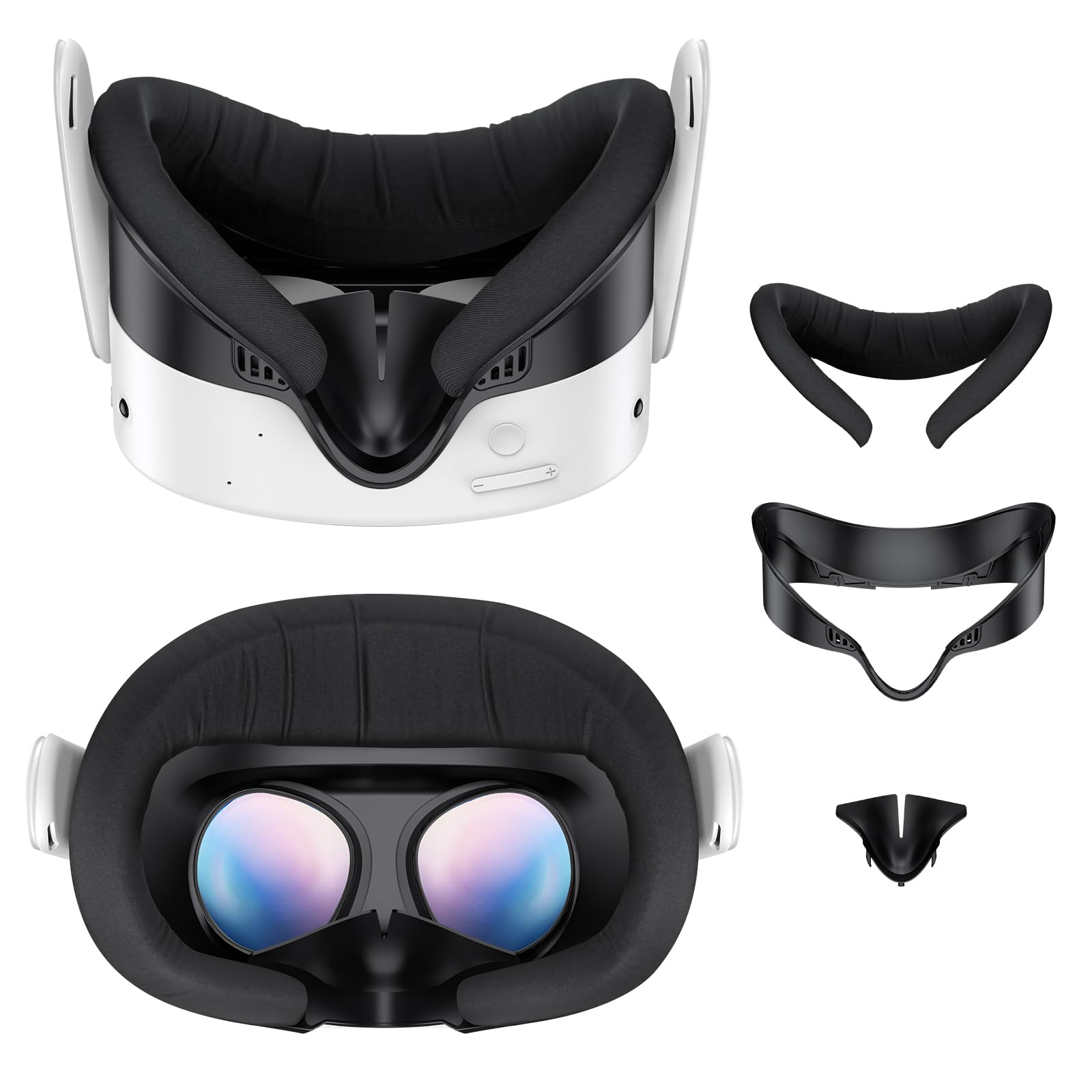 for Oculus Quest 3S Face Pad Cover - Widen Facial Interface with Detachable Nose Pad,Ice Silk Face Cushion Replacement for Meta 
