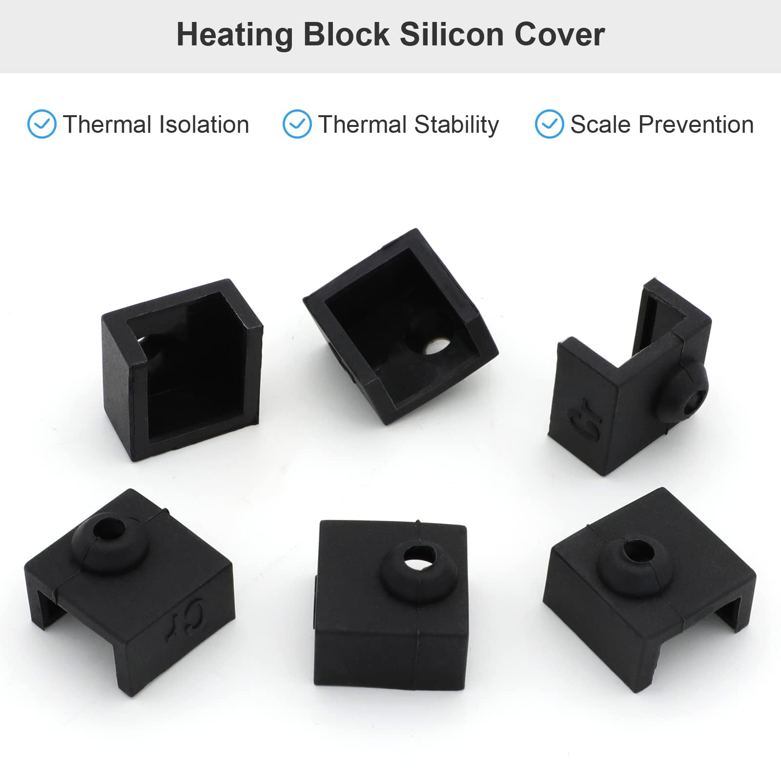 3D Printer Hotend Silicone Sock, 6 Pcs Heater Block Silicone Cover For Creality Ender 3/3 Pro/3 V2, Ender 5/5 Plus/ 5 Pro, Cr 10