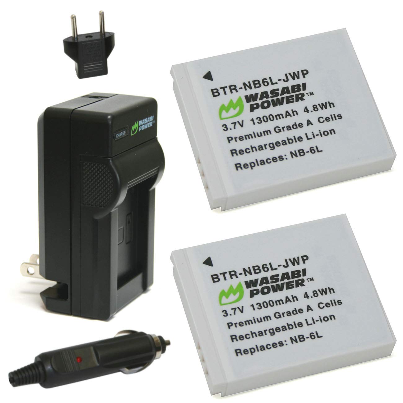 Wasabi Power Battery (2 Pack) And Charger For Canon Nb 6L, Nb 6Lh, Cb 2Ly And Canon Powershot D10, D20, D30, Elph 500 Hs, S90, S