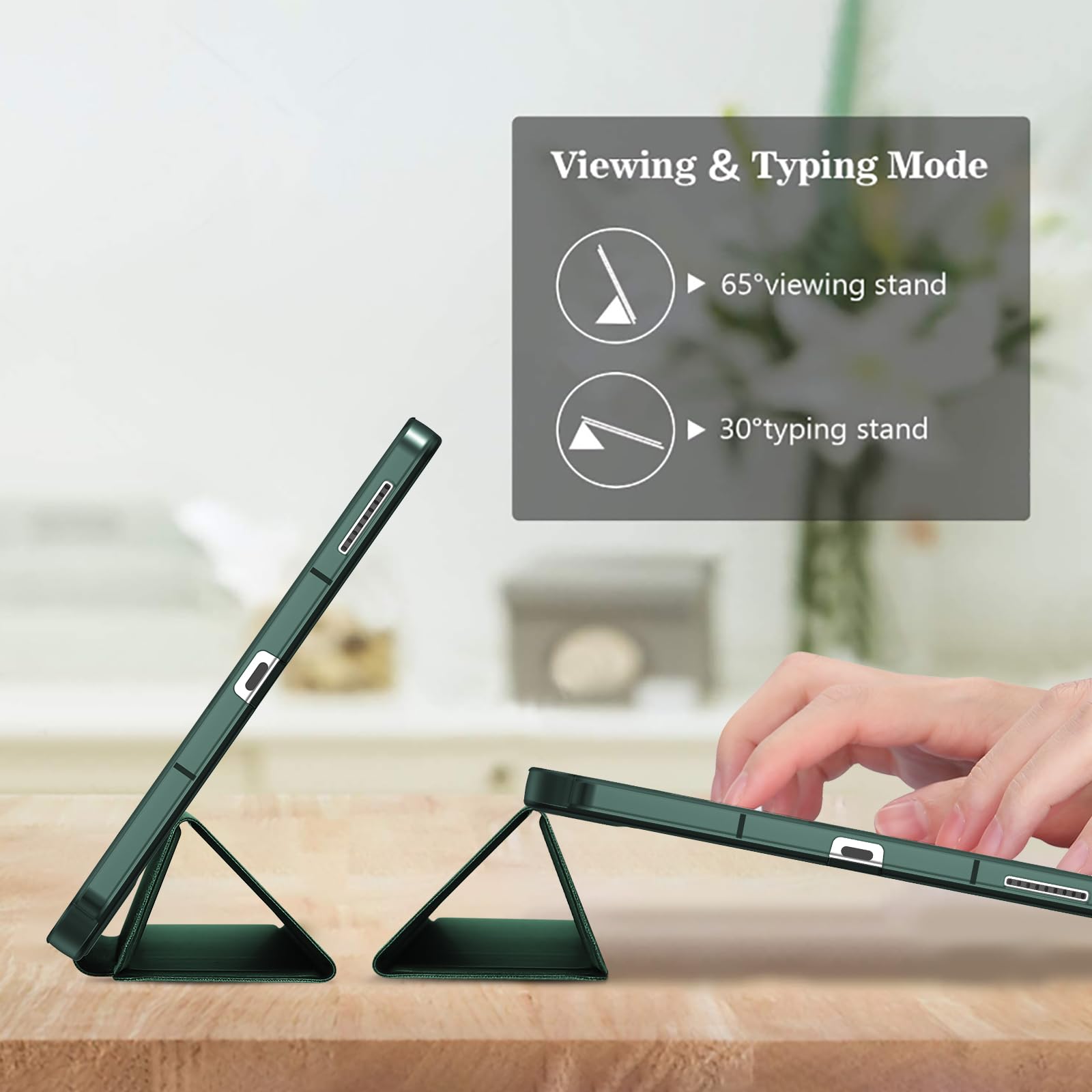 Procase Cover For Galaxy Tab S6 Lite 10.4 Case 2022 2020 With S Pen Holder(Sm P613/P619/610/P615/P617), Slim Trifold Stand Folio Case Soft Tpu Translucent Back Cover Support Auto Wake/Sleep  Green