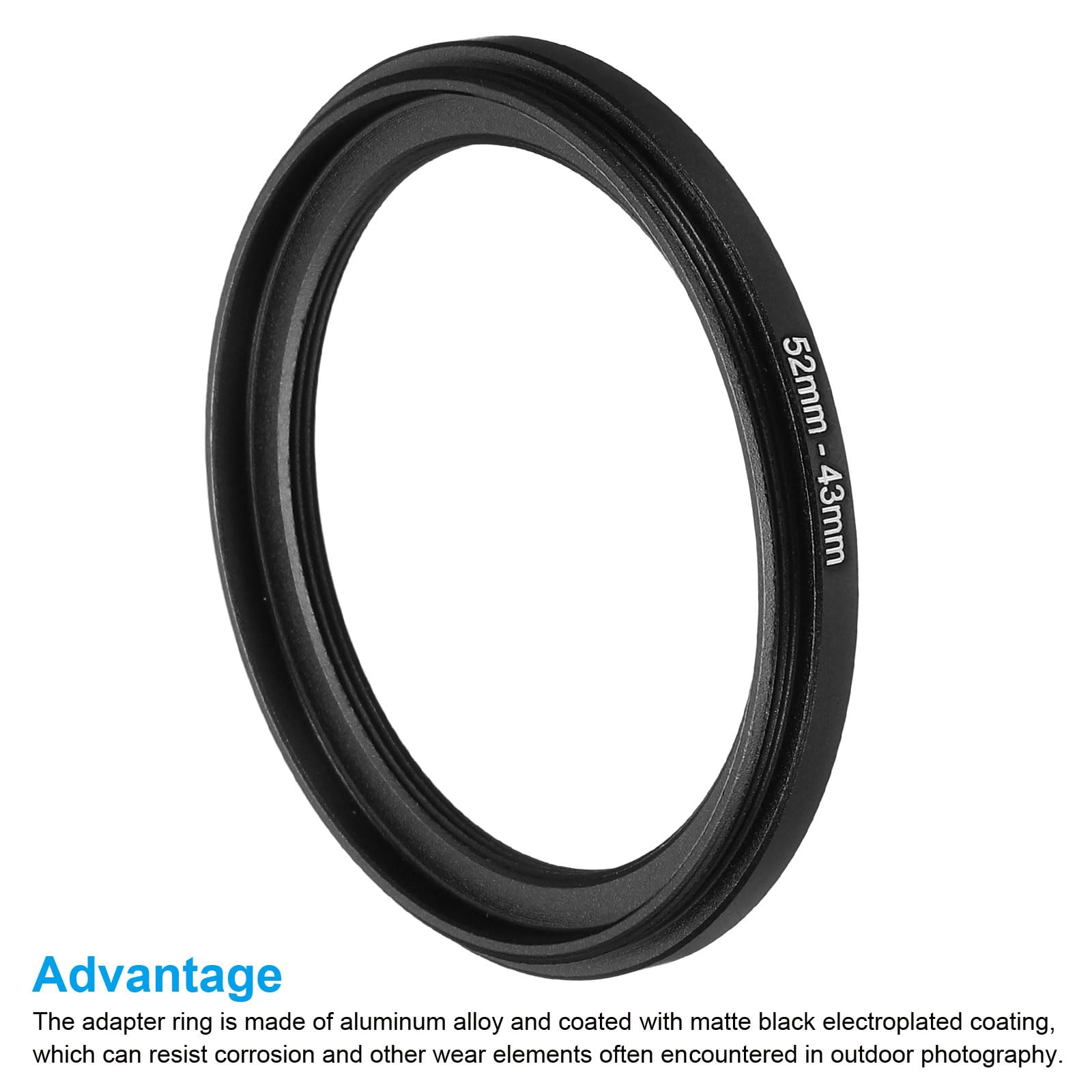 Patikil 52Mm 43Mm Metal Step Down Ring, Camera Lens Filter Adapter Ring Aluminum Filter Adapter Ring For Camera Lenses Hood, Bla