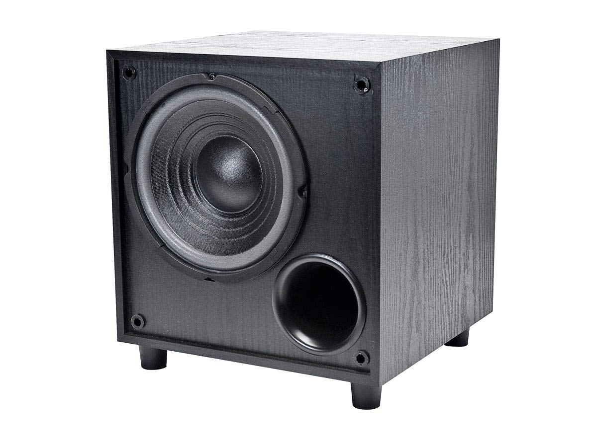 Monoprice 60 Watt Powered Subwoofer   8 Inch With Auto On Function, For Studio And Home Theater Black
