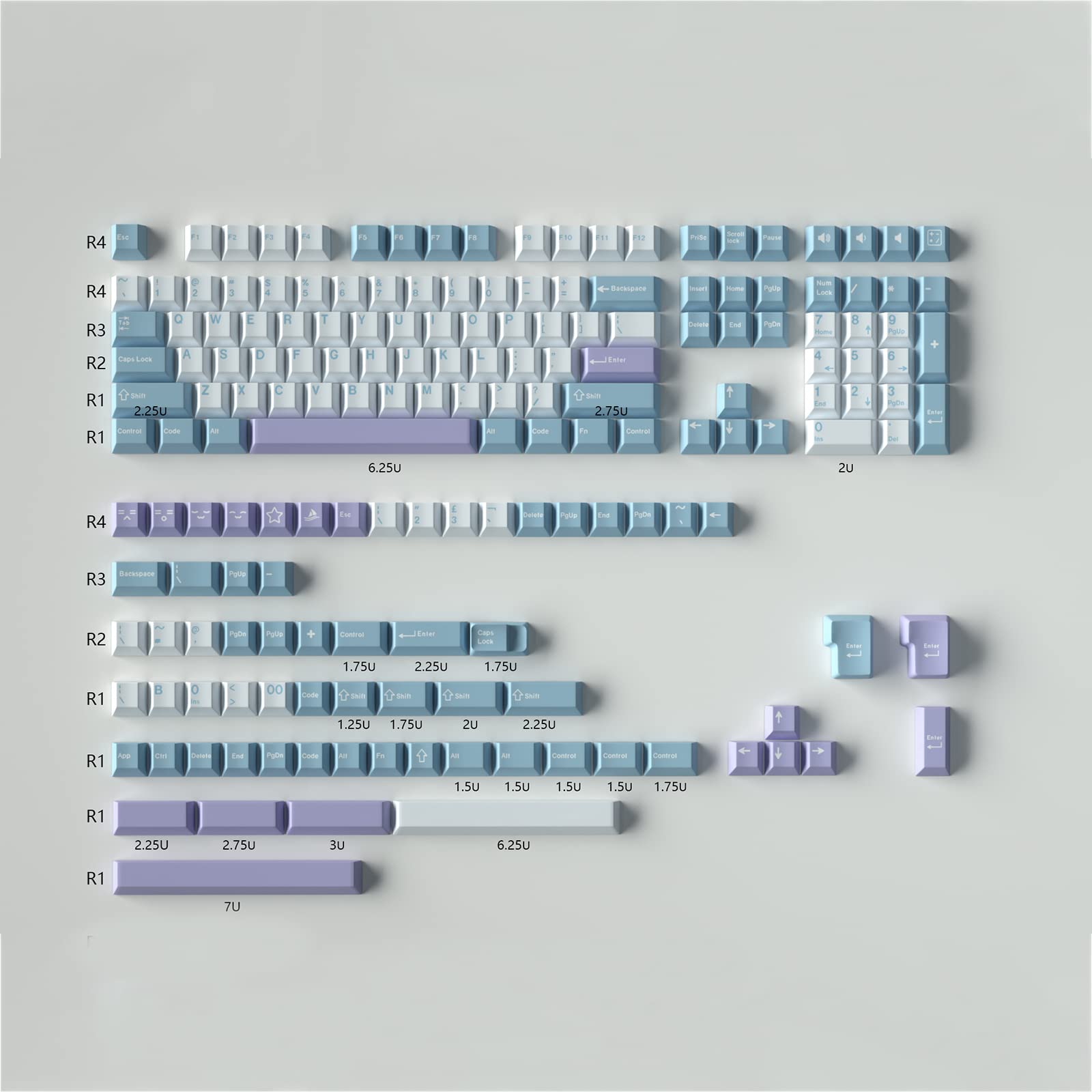 Sumgsn Custom Keyboard Illusion Keycaps 172 Keys Full Set Double Shot Cherry Profile Key Caps Fit For Cherry Mx Switches Iso Ans