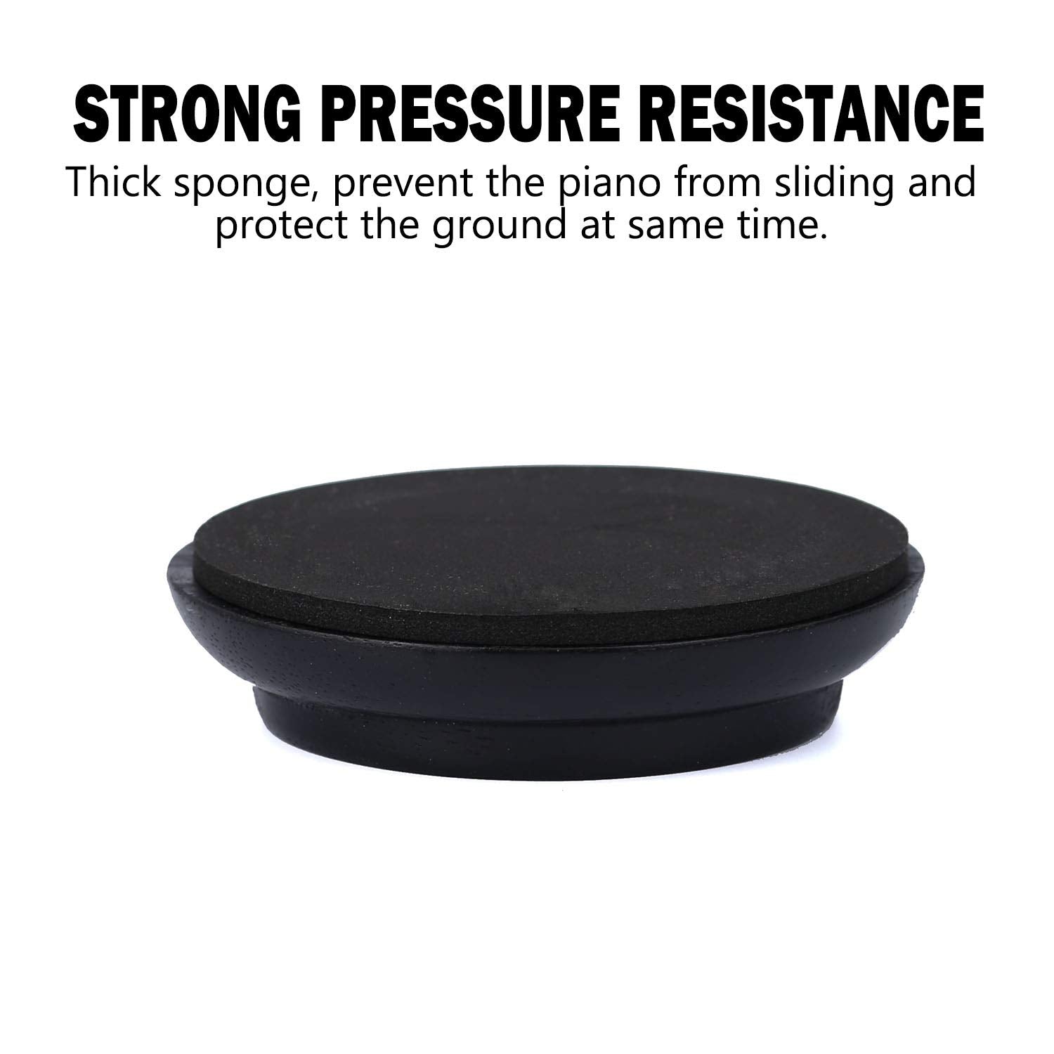 Solid Wood Piano Caster Piano Leg Floor Protectors 4 Pack Upright Piano Caster Cups With Non Slip & Anti Noise Foam (Black)